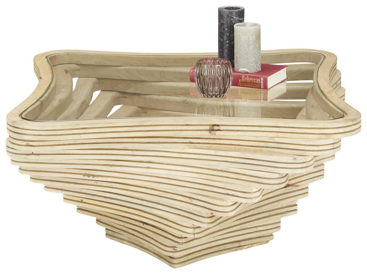 Dohányzóasztal Natúr Twister - natúr színű, Lifestyle, Üveg/fa (83/83/42cm) - Premium Living