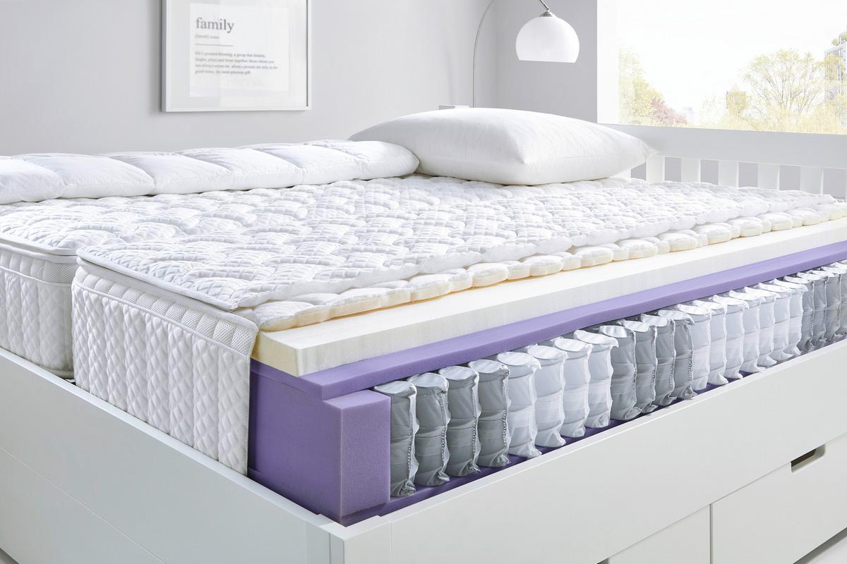 Taschenfederkernmatratze Visco Secret H4 ca. 200x200cm - Weiß, Textil (200/200cm) - Premium Living