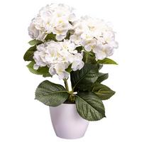 Kunstpflanze Begonienbusch I in Weiß - Dunkelrosa/Creme, KONVENTIONELL, Kunststoff (32cm) - Modern Living