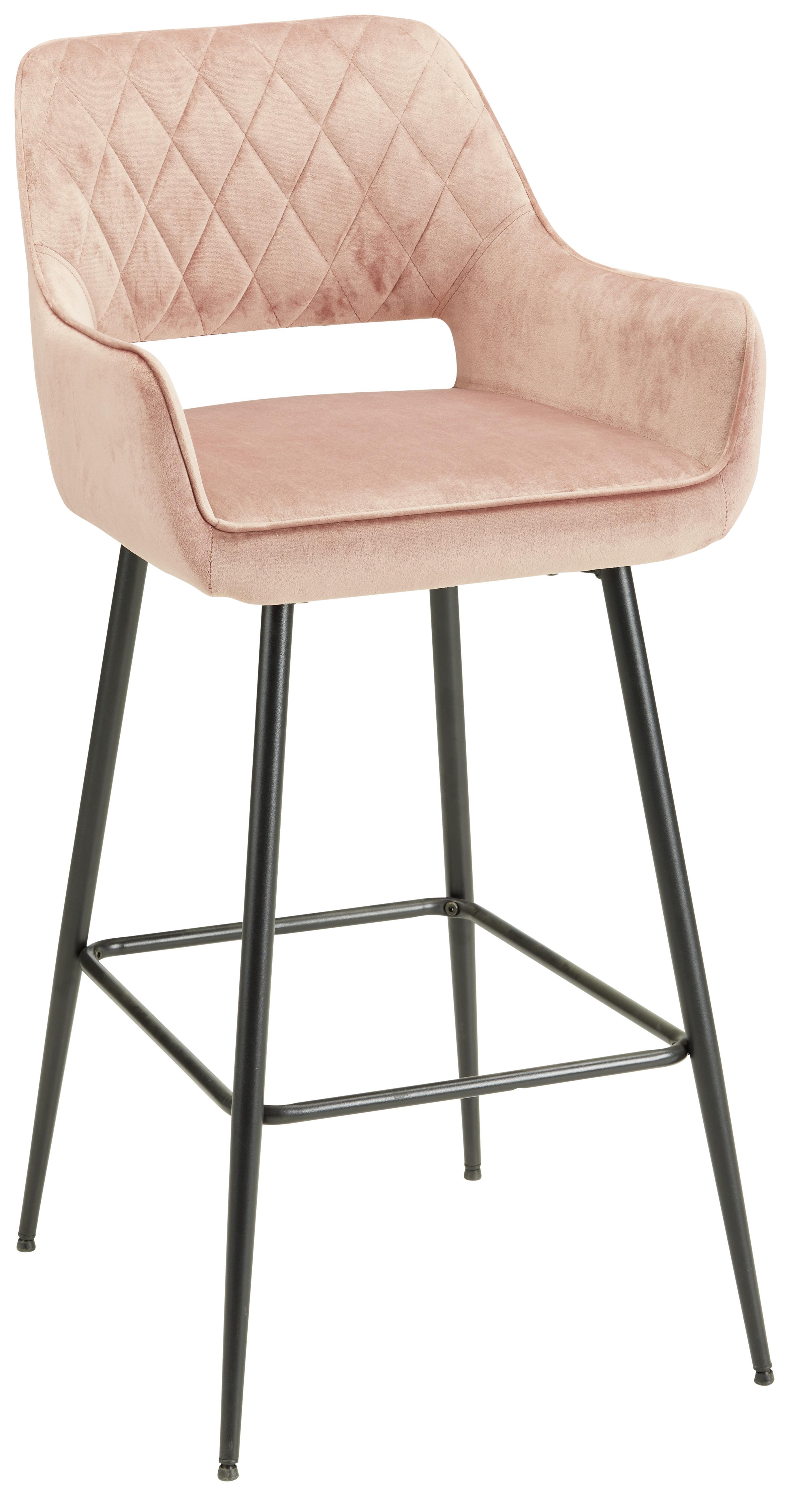 Barski Stol Serafina - roza/črna, Moderno, kovina/tekstil (54/105/60cm) - Modern Living