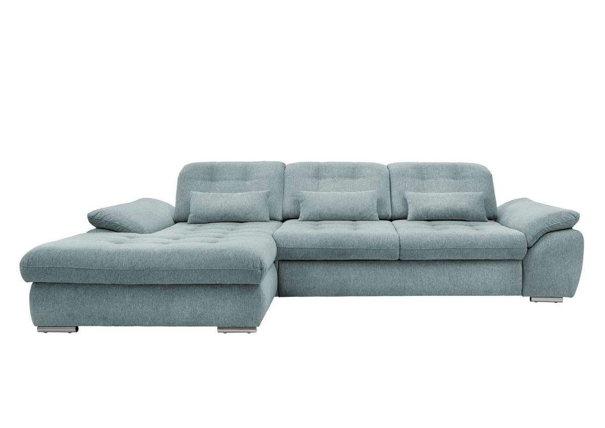 Ecksofa Rigatti mit Bettkasten ca. 184x314 cm Mint - Blau/Chromfarben, MODERN, Textil/Metall (184/314cm) - Livetastic