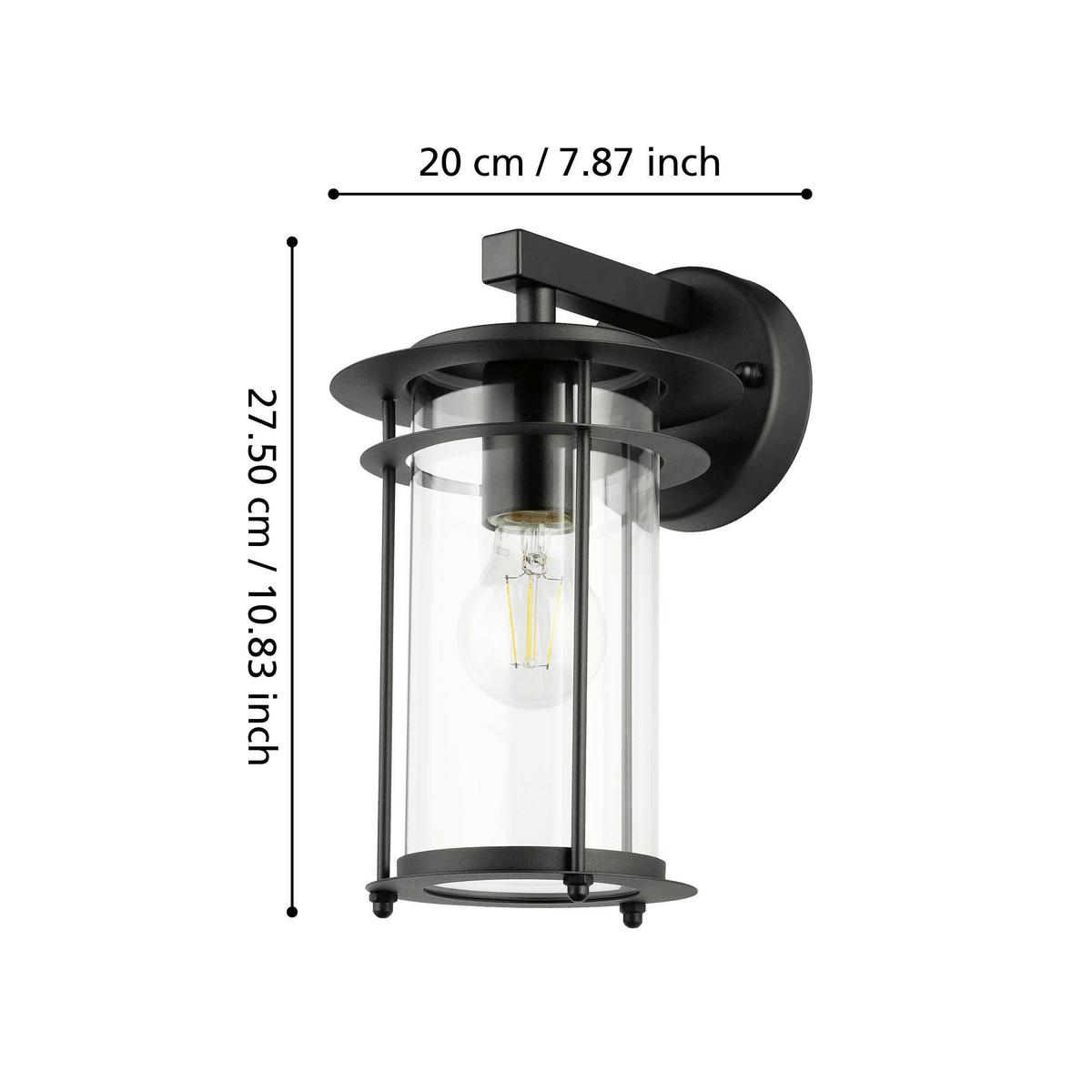 Aussenwandleuchte 96239 Valdeo - Klar/Transparent, Konventionell, Glas/Metall (16,5/27,5/20cm) - Eglo