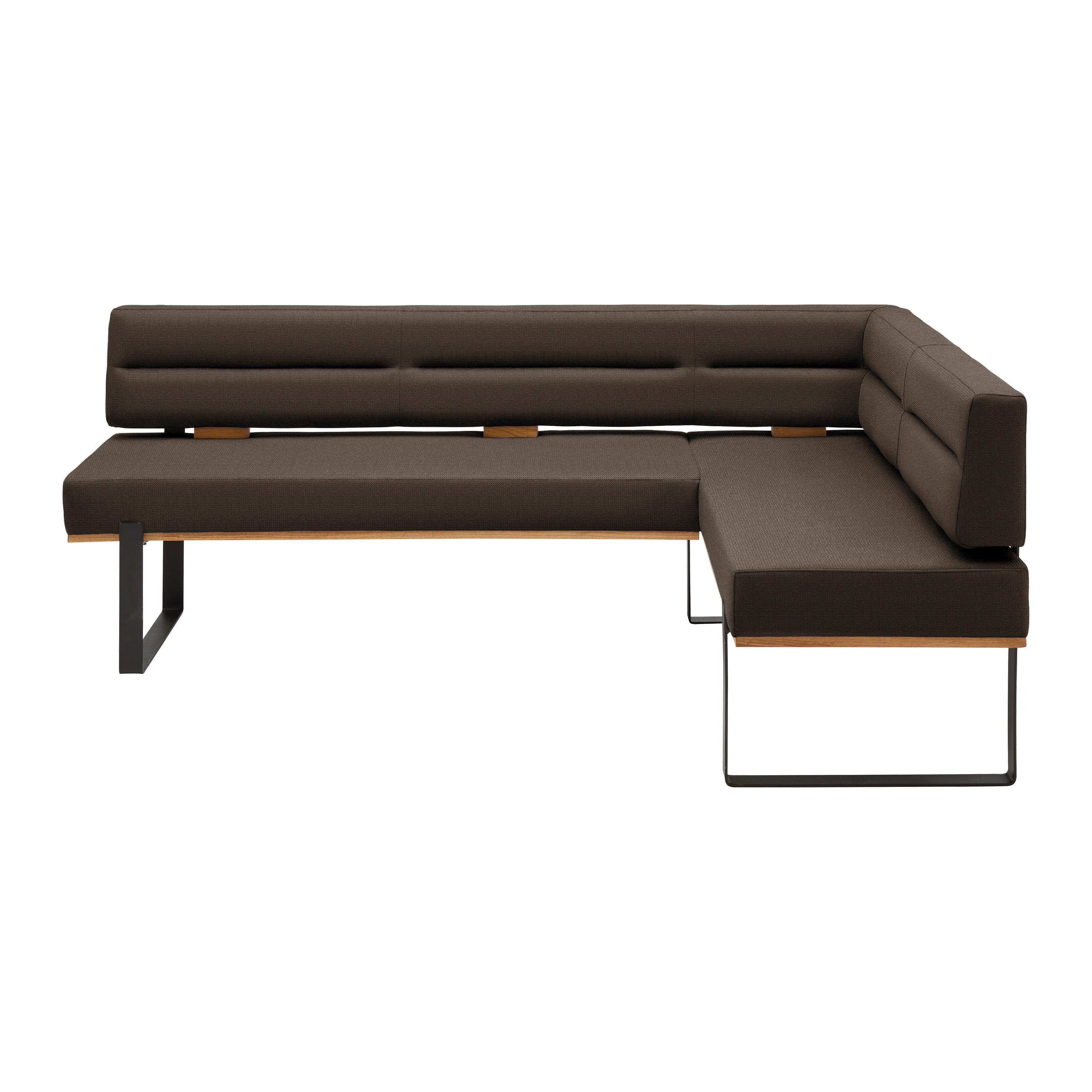 Eckbank Canon LI. in Dunkelbraun - Dunkelbraun/Schwarz, Konventionell, Holz/Textil (220/85/160cm) - Based