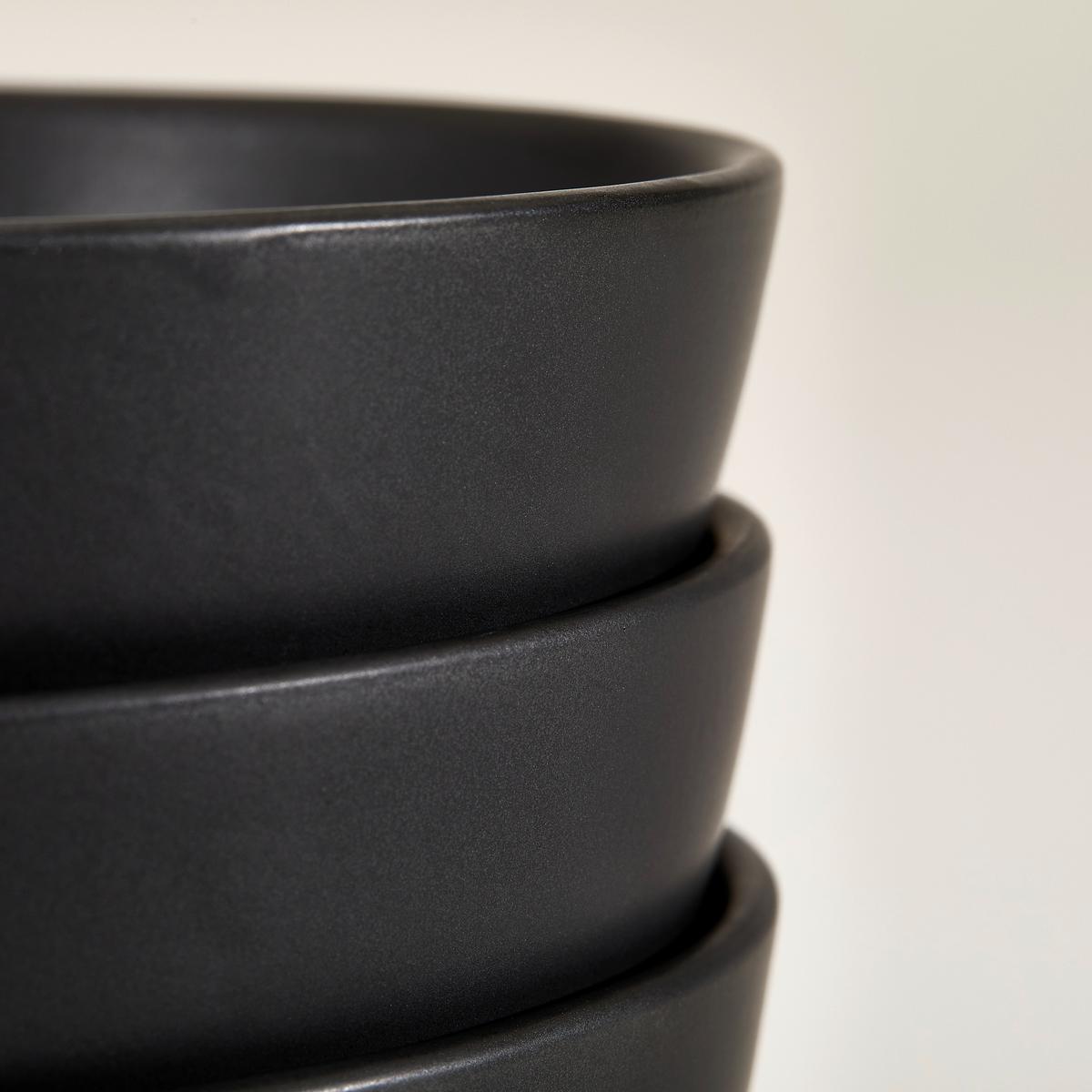 SERWIS OBIADOWO-ŚNIADANIOWY STONE BLACK - czarny, Trend, ceramika - Novel