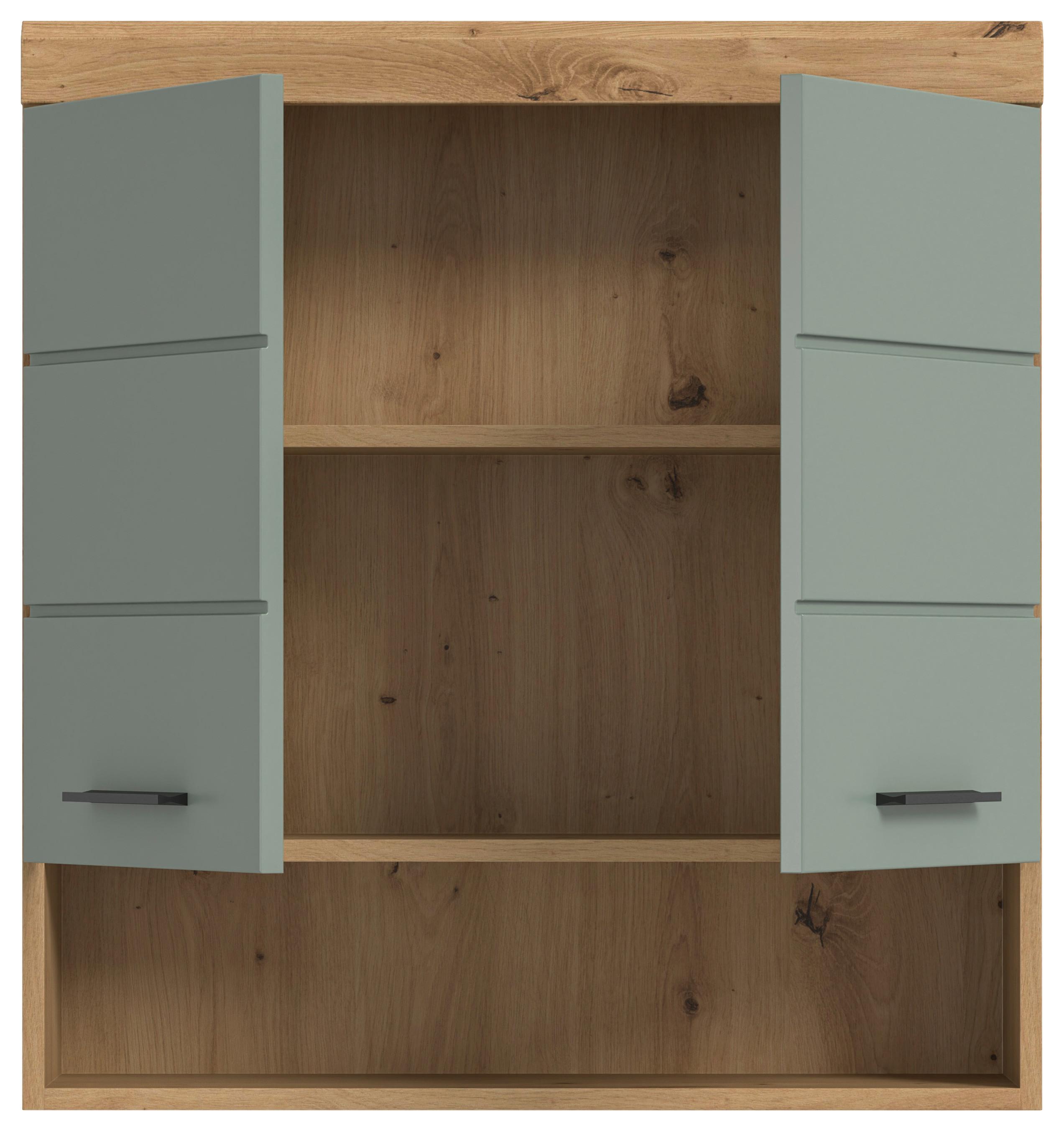Hängeschrank Scout ca. 74x79x24 cm Salbeigrün - Salbeigrün/Schwarz, MODERN, Holzwerkstoff/Kunststoff (74/79/24cm) - MID.YOU