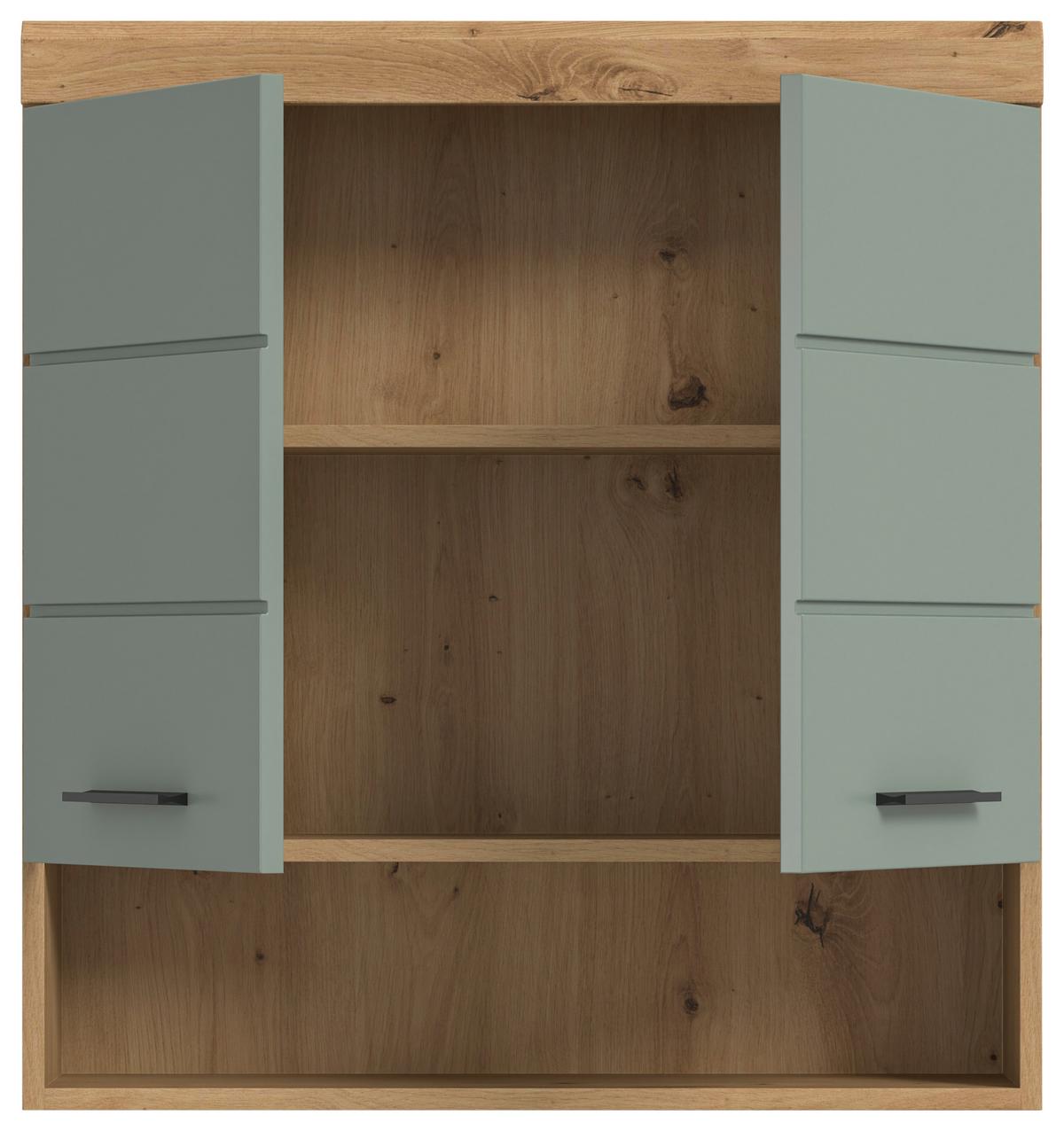 Hängeschrank Scout ca. 74x79x24 cm Salbeigrün - Salbeigrün/Schwarz, MODERN, Holzwerkstoff/Kunststoff (74/79/24cm) - MID.YOU