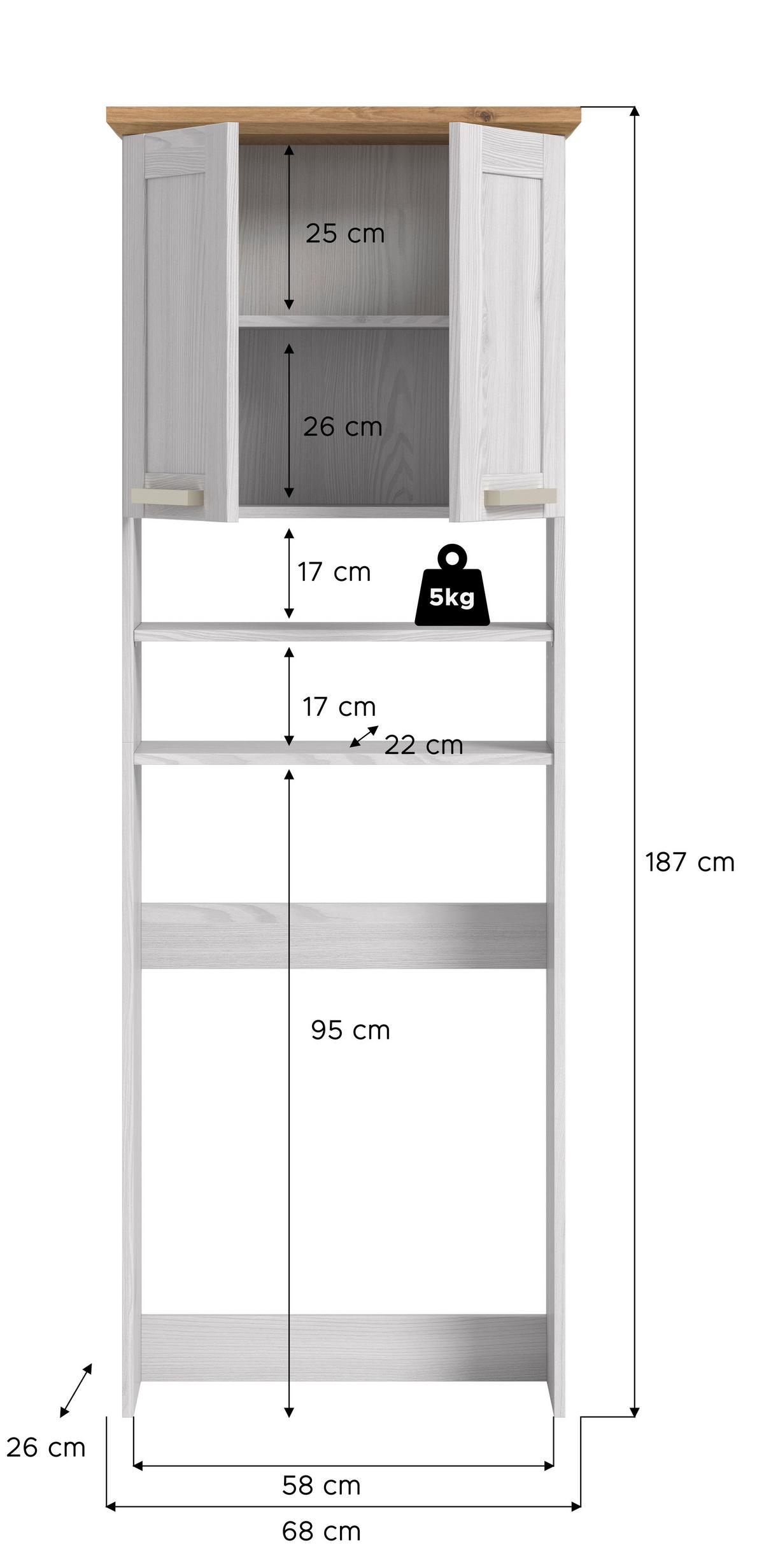 Waschmaschinenschrank Verona Lärchenfarben/Eiche Artisan - Silberfarben/Lärchefarben, Trend, Holzwerkstoff/Kunststoff (68/187/26cm) - MID.YOU
