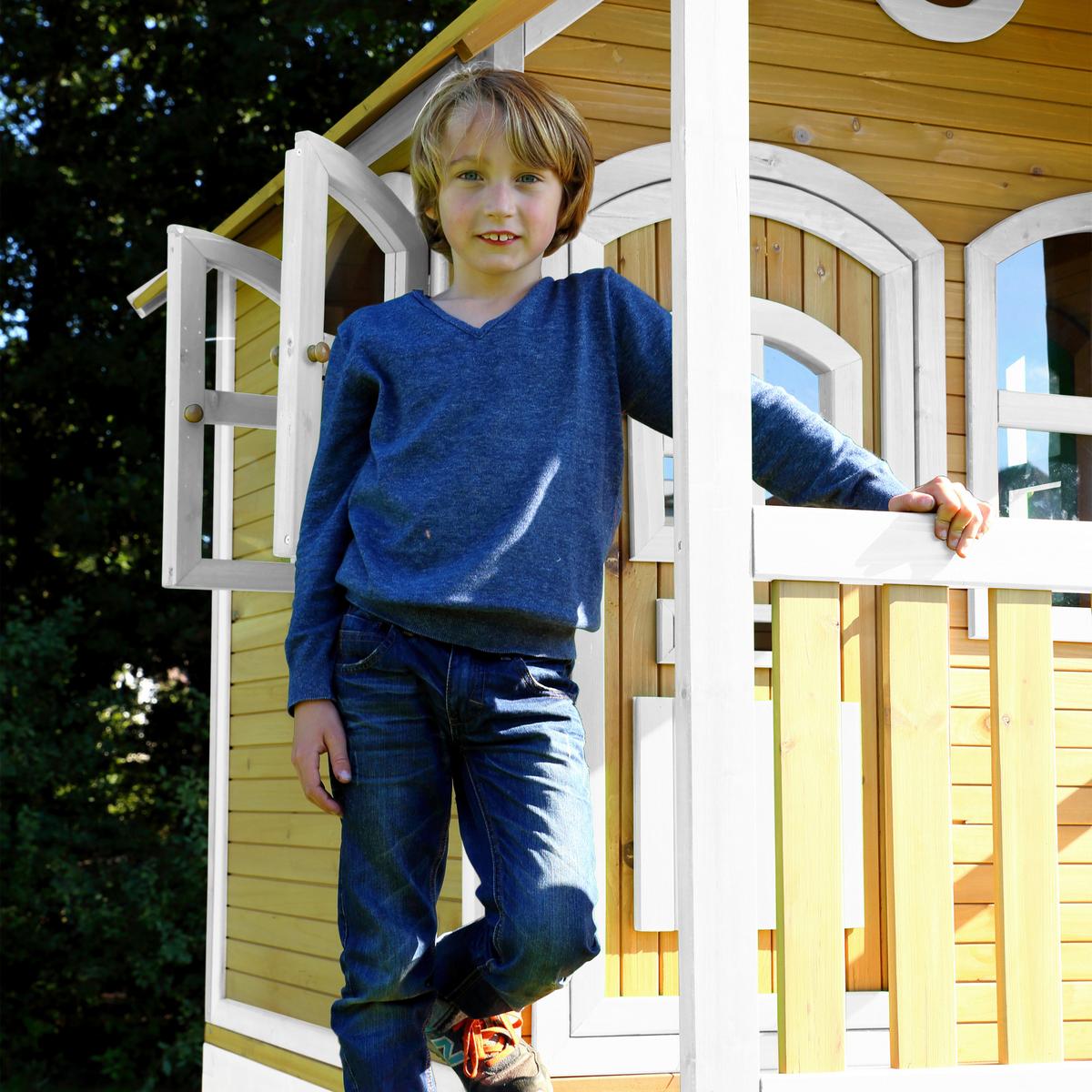 SPIELHAUS A030.040.21 - Hellrot/Rot, KONVENTIONELL, Holz/Kunststoff (349/233/212cm) - Ambia Garden