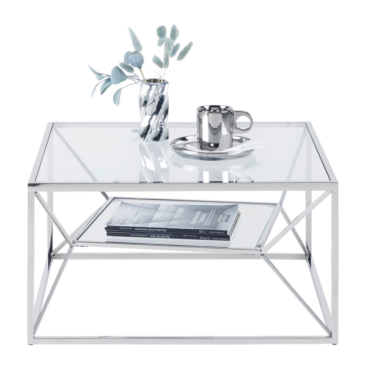 Couchtisch Angel II Chromfarben - Chromfarben, MODERN, Glas/Metall (70/70/38cm) - Mömax