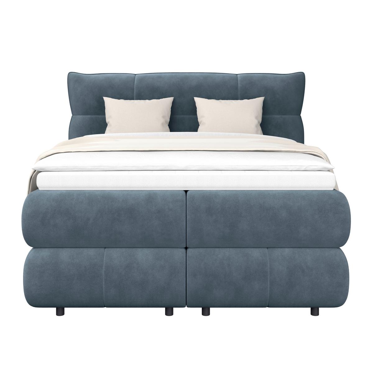 Boxspring Krevet Carmelo - zelena/crna, Trend, tekstil/plastika (140/200cm) - Premium Living