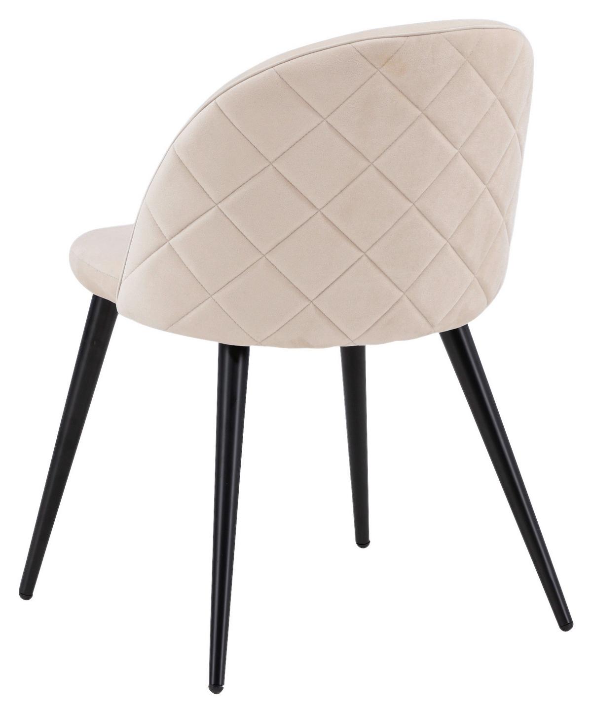 STUHL-SET VELVET - Beige/Schwarz, Design, Textil/Metall (50/76,5/57cm) - Livetastic
