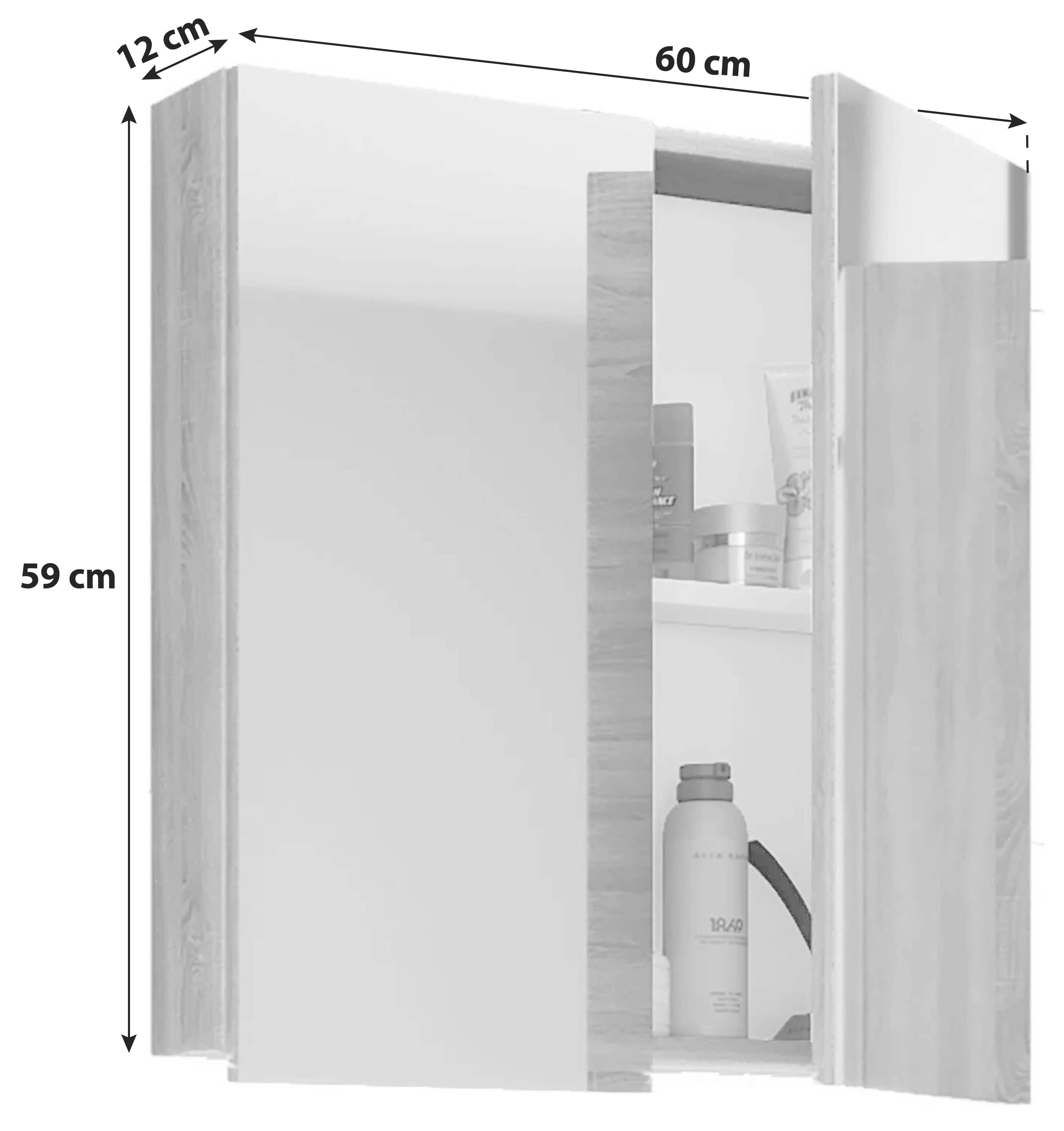 Omara Z Ogledalom Vcb 1, Hrast - hrast sonoma, Basics, steklo/leseni material (60/59/12cm) - MID.YOU