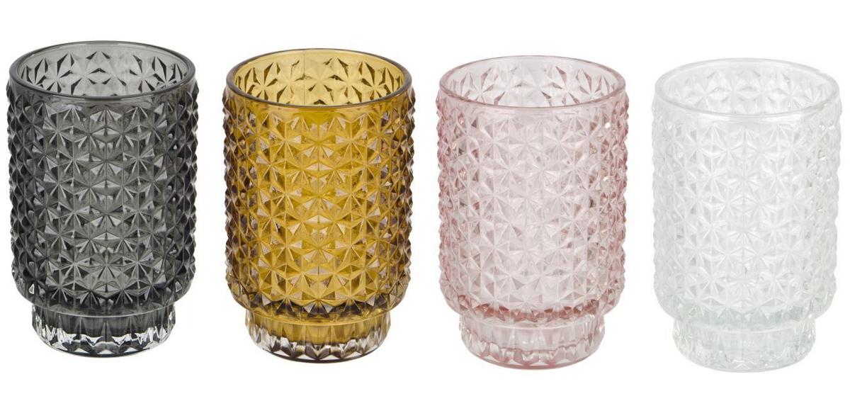Suport pentru lumânare pastilă Amanda - roz deschis/galben, sticlă (8,5/13,10cm) - Modern Living