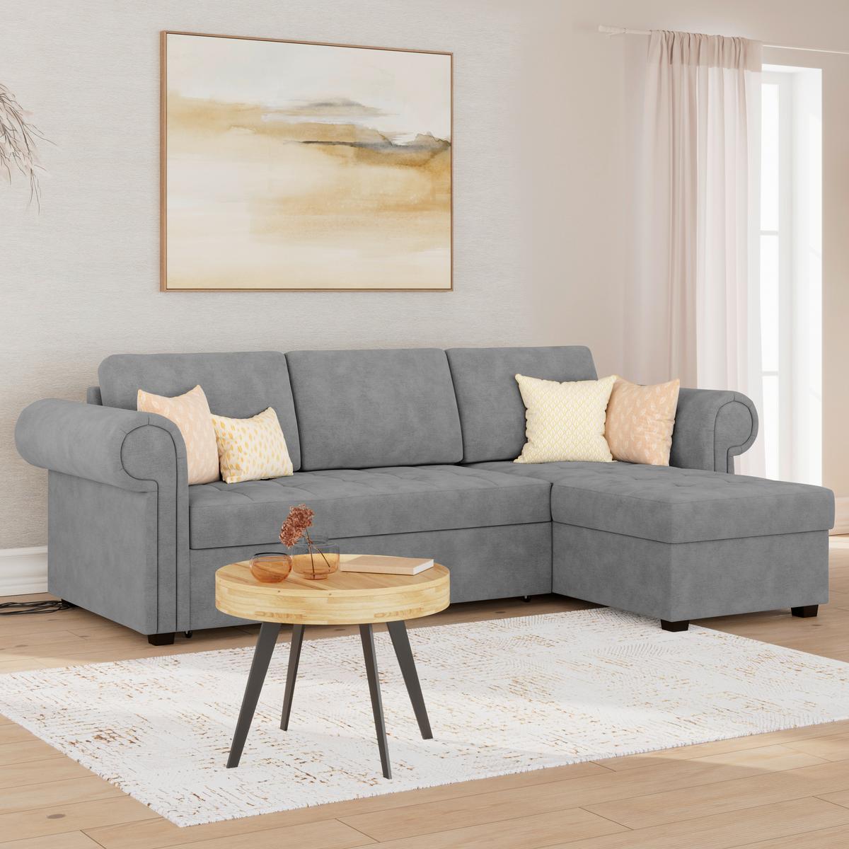 Kutna Garnitura Oslo - siva, Romantično / ladanjski, tekstil (260/85/155cm) - James Wood