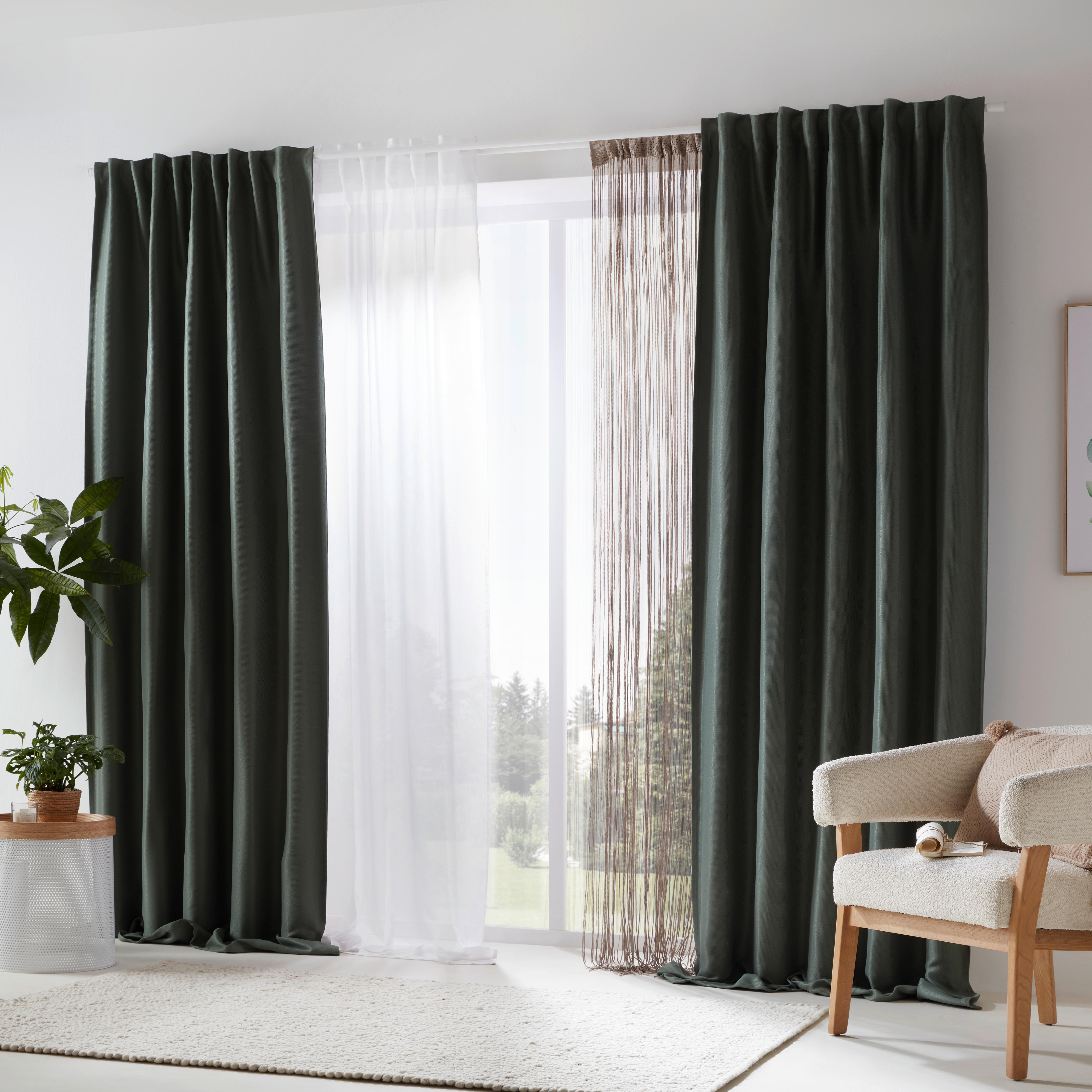 Sötétítőfüggöny Roman - Zöld, modern, Textil (135/255cm) - Premium Living