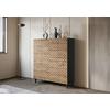 Visoka Komoda Phuket 120, Črna, Barva Hrasta - hrast wotan/črna, Trend, umetna masa/leseni material (120/130/39cm) - Livetastic