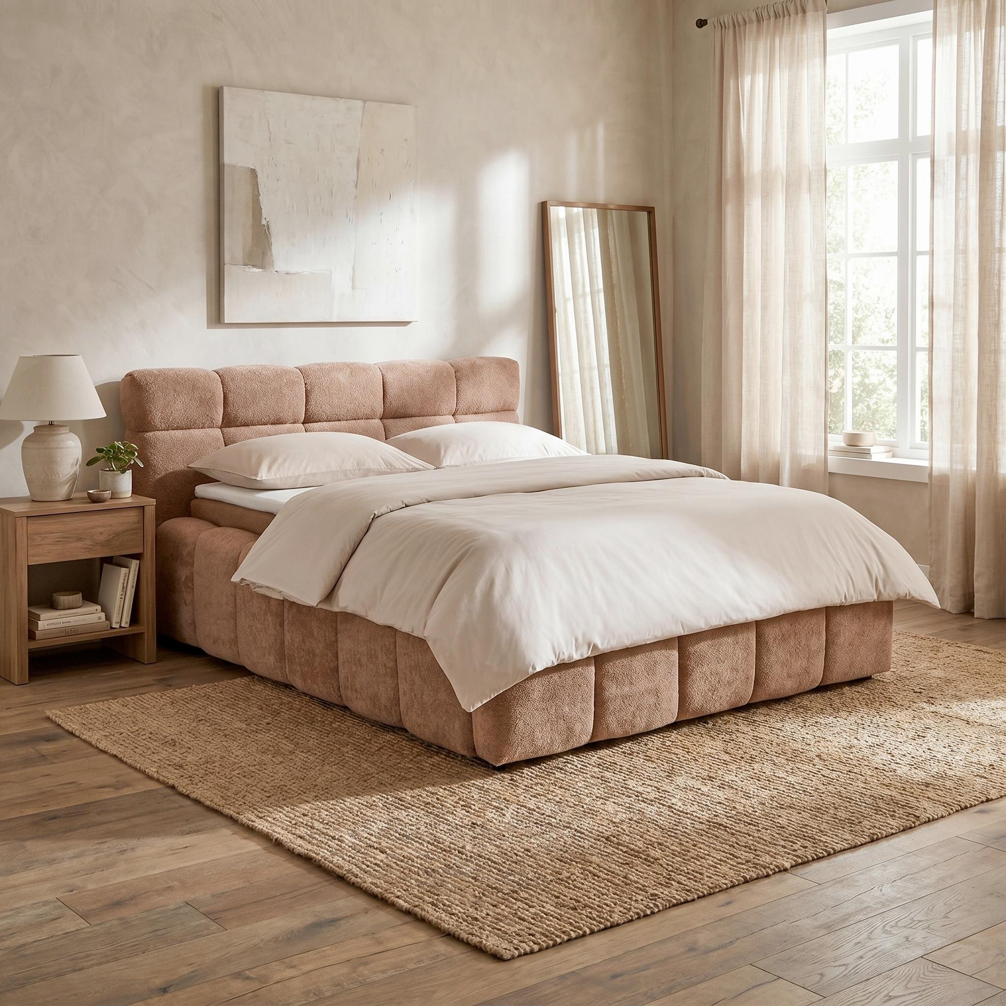 Oblazinjena Postelja Monte, Svetlo Rjava, 140x200 - svetlo rjava/črna, Konvencionalno, umetna masa/tekstil (140/200cm) - Based
