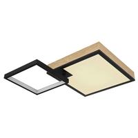 LED-DECKENLEUCHTE 41392-21 - Dunkelbraun/Opal, Natur, Holzwerkstoff/Kunststoff (60/41/10cm) - Globo