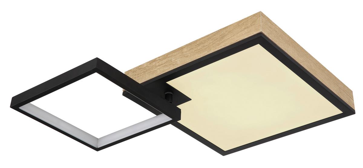 LED-DECKENLEUCHTE 41392-21 - Dunkelbraun/Opal, Natur, Holzwerkstoff/Kunststoff (60/41/10cm) - Globo