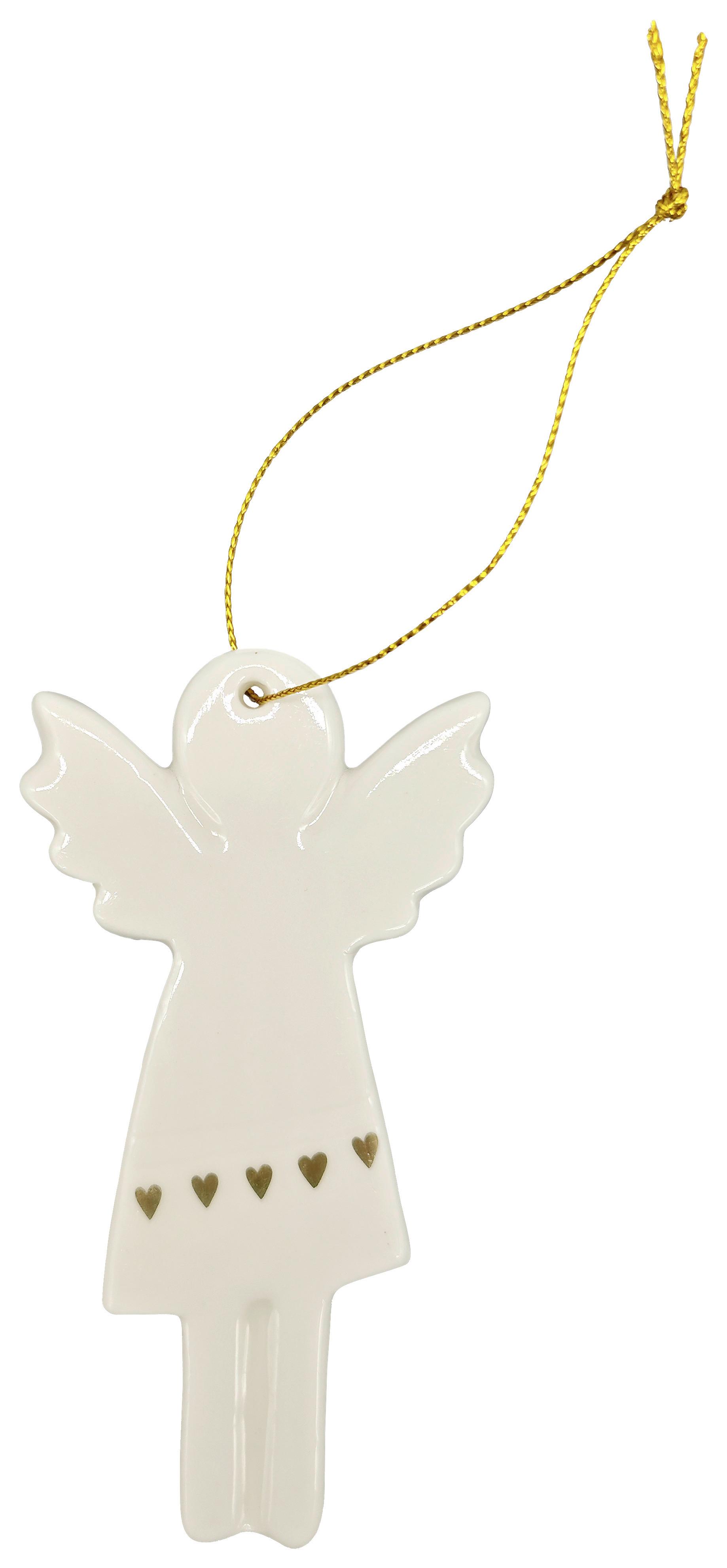 Dekohänger Kessie Weiß - Weiß, KONVENTIONELL, Keramik/Textil (6/11,5/0,5cm) - Mömax