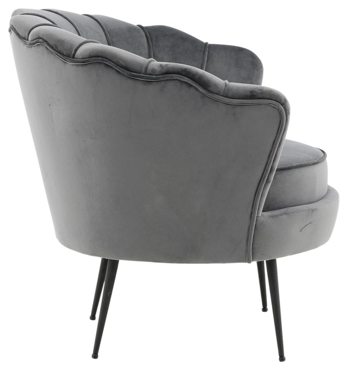 Sessel Calais ca. 83x76 cm Dunkelgrau Samt - Dunkelgrau/Schwarz, Design, Textil/Metall (83/76/77cm) - Livetastic