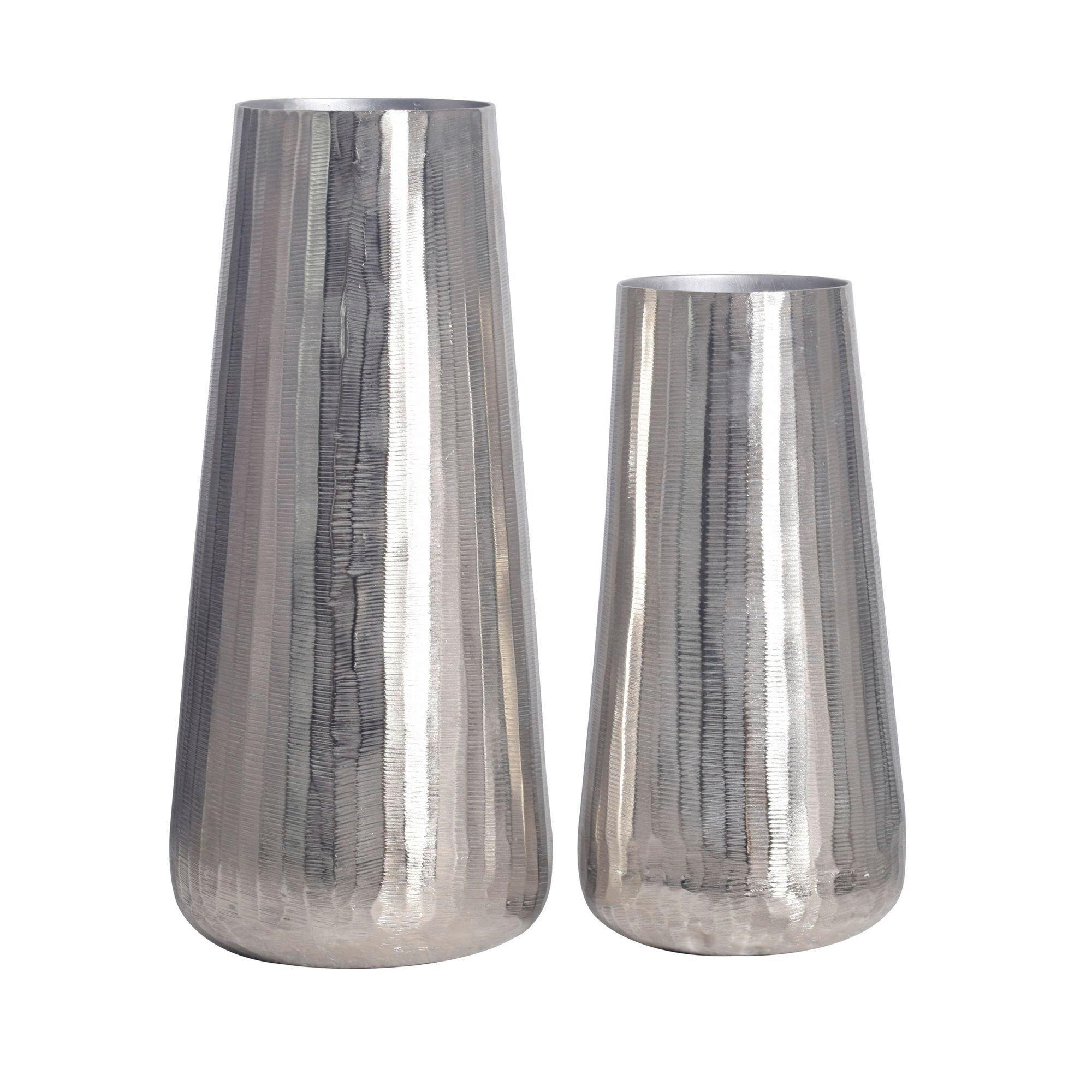 DEKOVASE DEKOVASE 2ER SET SILBER - Silberfarben, Design, Metall (21/45/21cm) - Livetastic