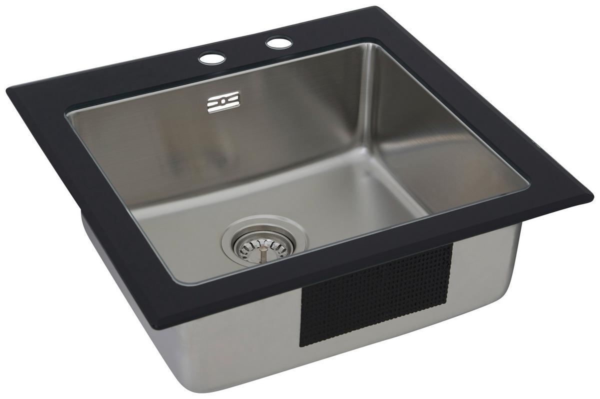 Glas Einzelbecken Newyork ca. 55x24x53 cm Schwarz - Schwarz, Trend, Glas/Metall (55/21/53cm) - Respekta