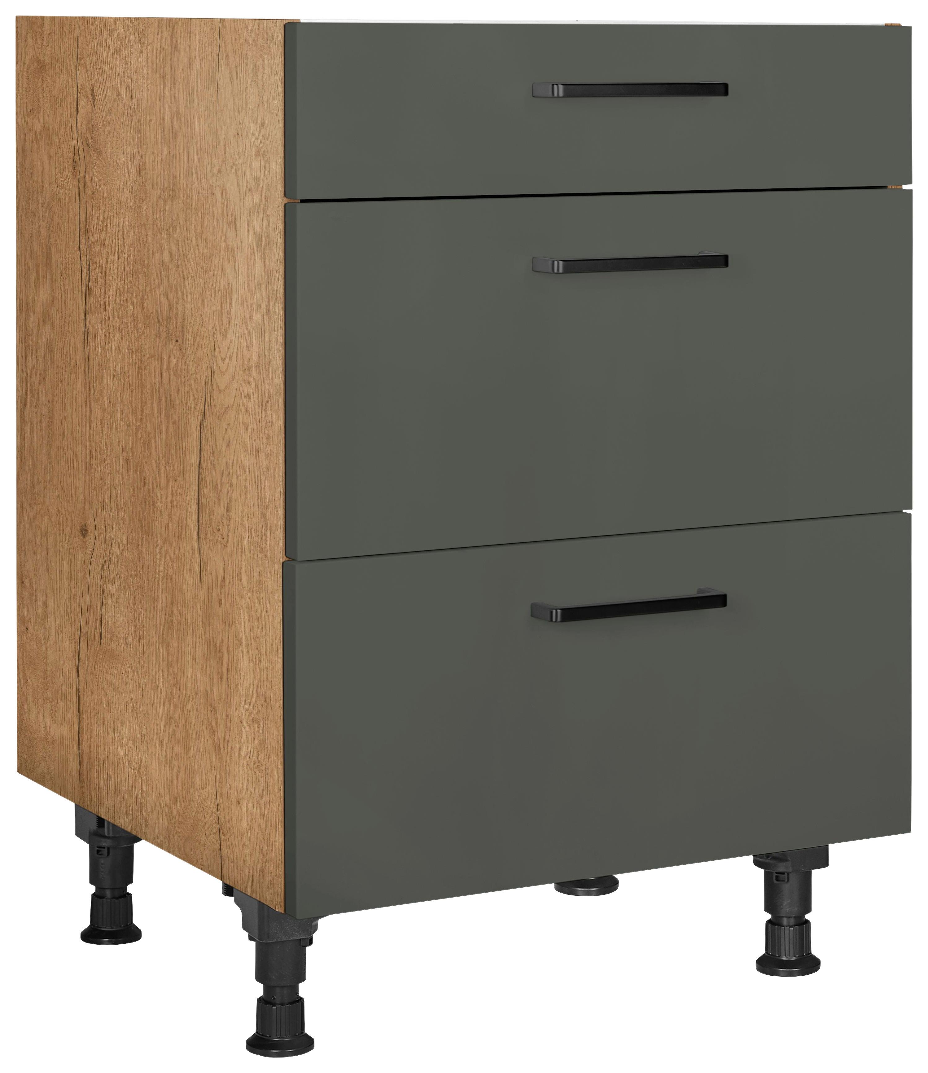 Kochfeldumbauschrank Easytouch Grün - Eichefarben/Schwarz, MODERN, Holzwerkstoff/Metall (60,0/87,0/56,0cm) - Nobilia