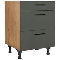 Kochfeldumbauschrank Easytouch Grün - Eichefarben/Schwarz, MODERN, Holzwerkstoff/Metall (60,0/87,0/56,0cm) - Nobilia