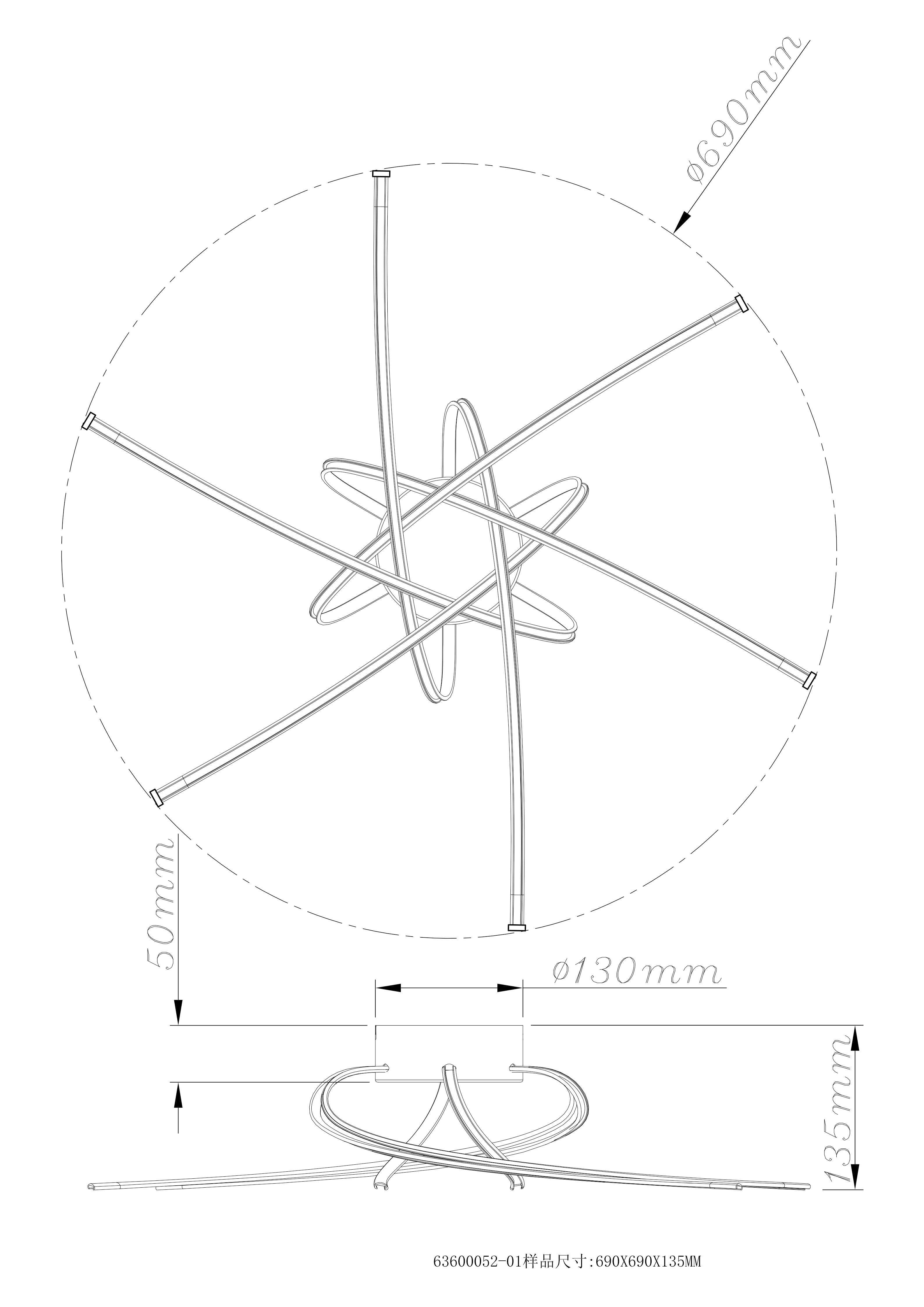 LED-TAKLAMPA STRAL - svart, Modern, metall/plast (65,5/65,5/14cm)