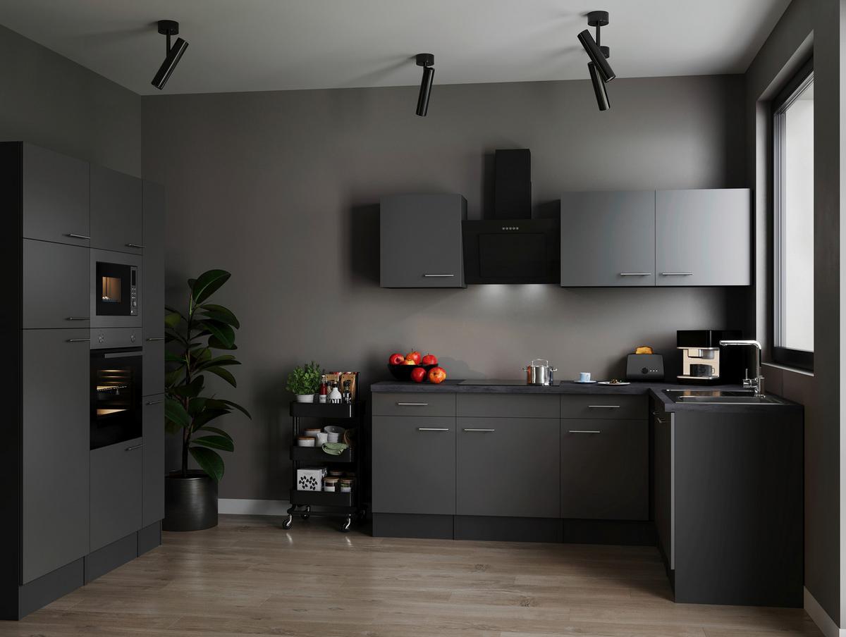 Kotna Kuhinja Z Aparati Oliver, 370x172cm - srebrne barve/siva, Design, kovina/leseni material (370/172cm) - Respekta