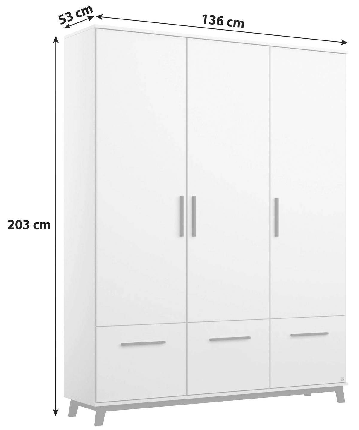 DULAP USI ROTATIVE CARLSSON - alb, Basics, material pe bază de lemn (136/203/53cm) - Modern Living