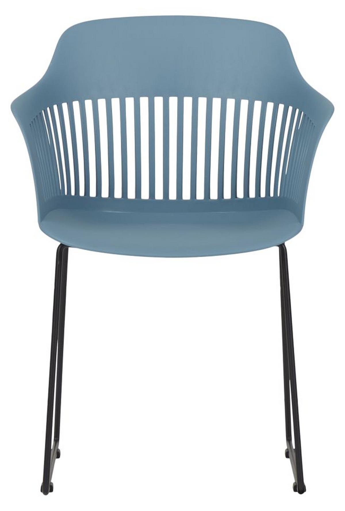 Gartenstuhl New York in Blau - Blau/Schwarz, Modern, Kunststoff/Metall (58/82/54cm) - Modern Living