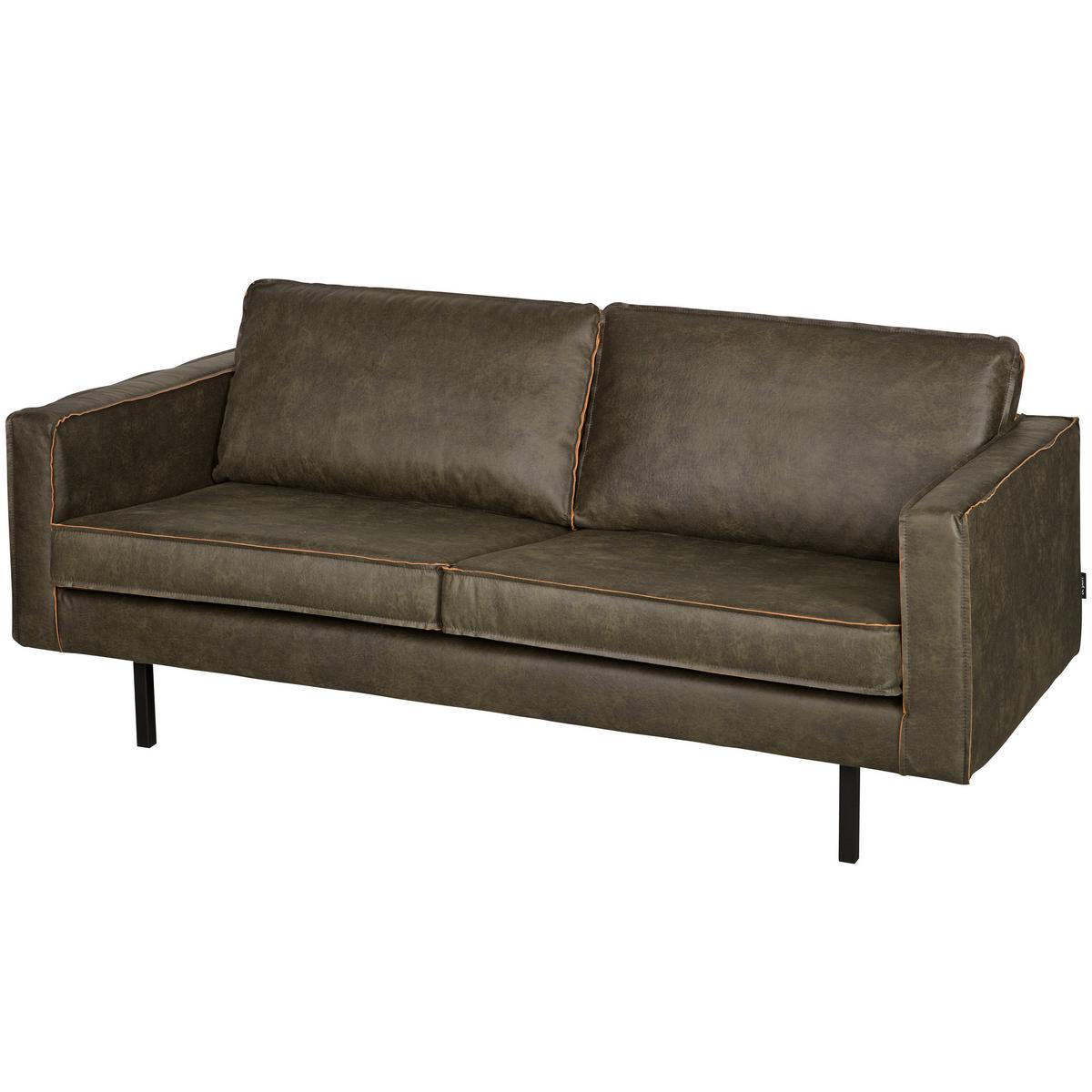 2,5- Sitzer Sofa Rodeo Grün B: 190cm - Schwarz/Grün, Design, Leder/Metall (190/85/86cm) - Livetastic