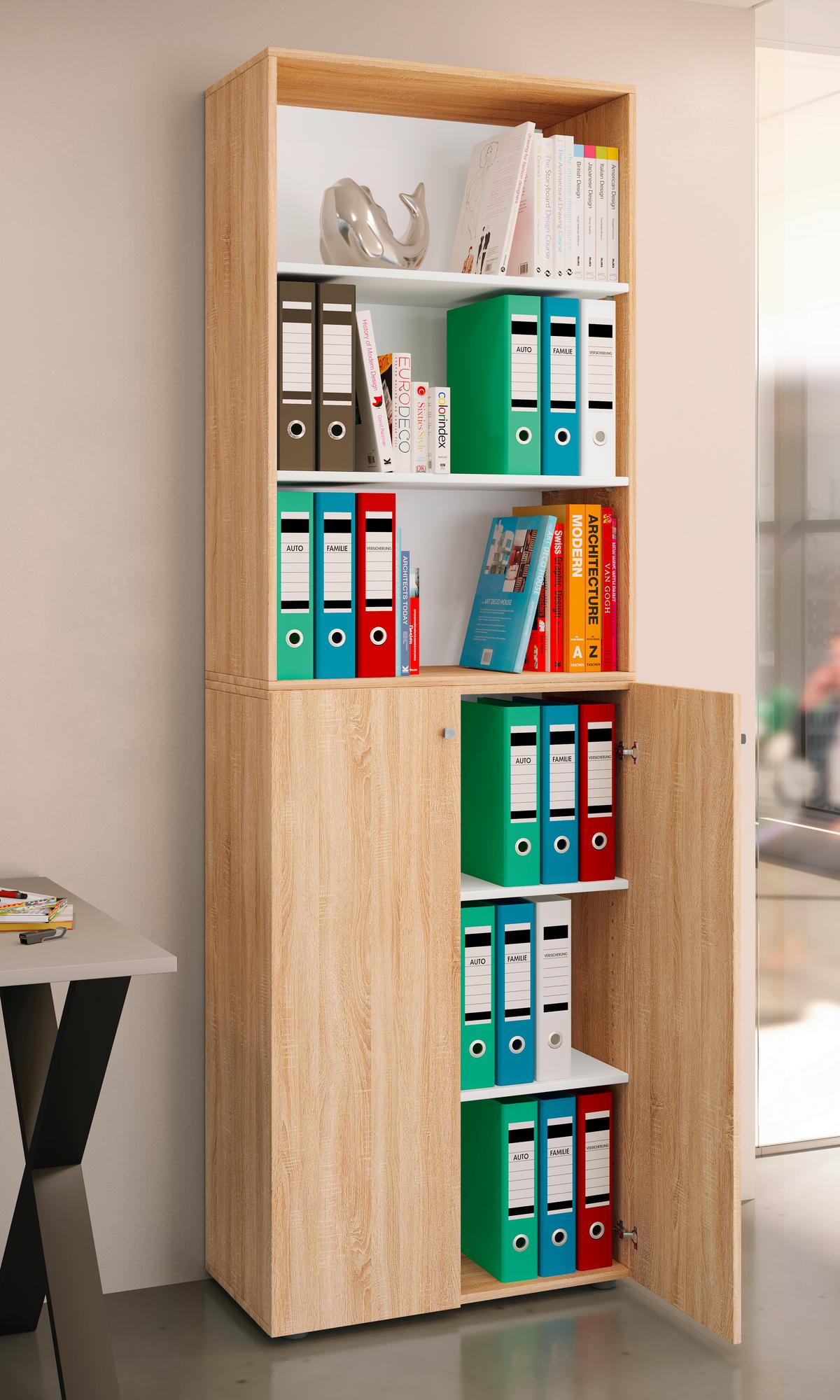 Arhivska Omara Lona Xxl, Barva Hrasta - bela/hrast sonoma, Design, leseni material (70/220/39cm) - MID.YOU