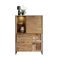 KOMODA WYSOKA FACTORY ZONE - kolor akacjowy/antracytowy, Basics, metal/drewno (104/150/42cm) - Livetastic