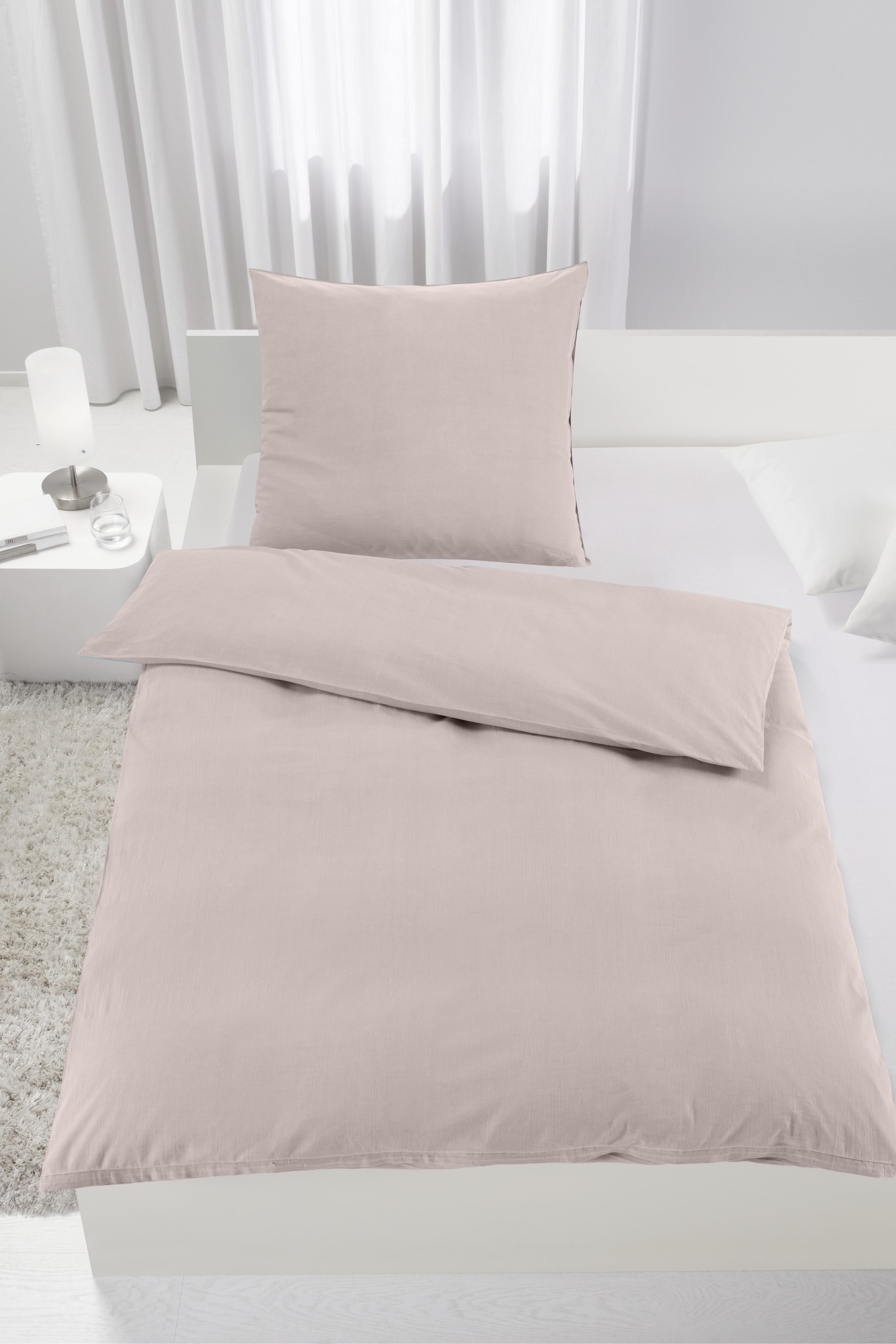 Bettwäsche Stone Washed Uni ca. 135x200cm - Rosa, ROMANTIK / LANDHAUS, Textil (135/200cm) - Modern Living