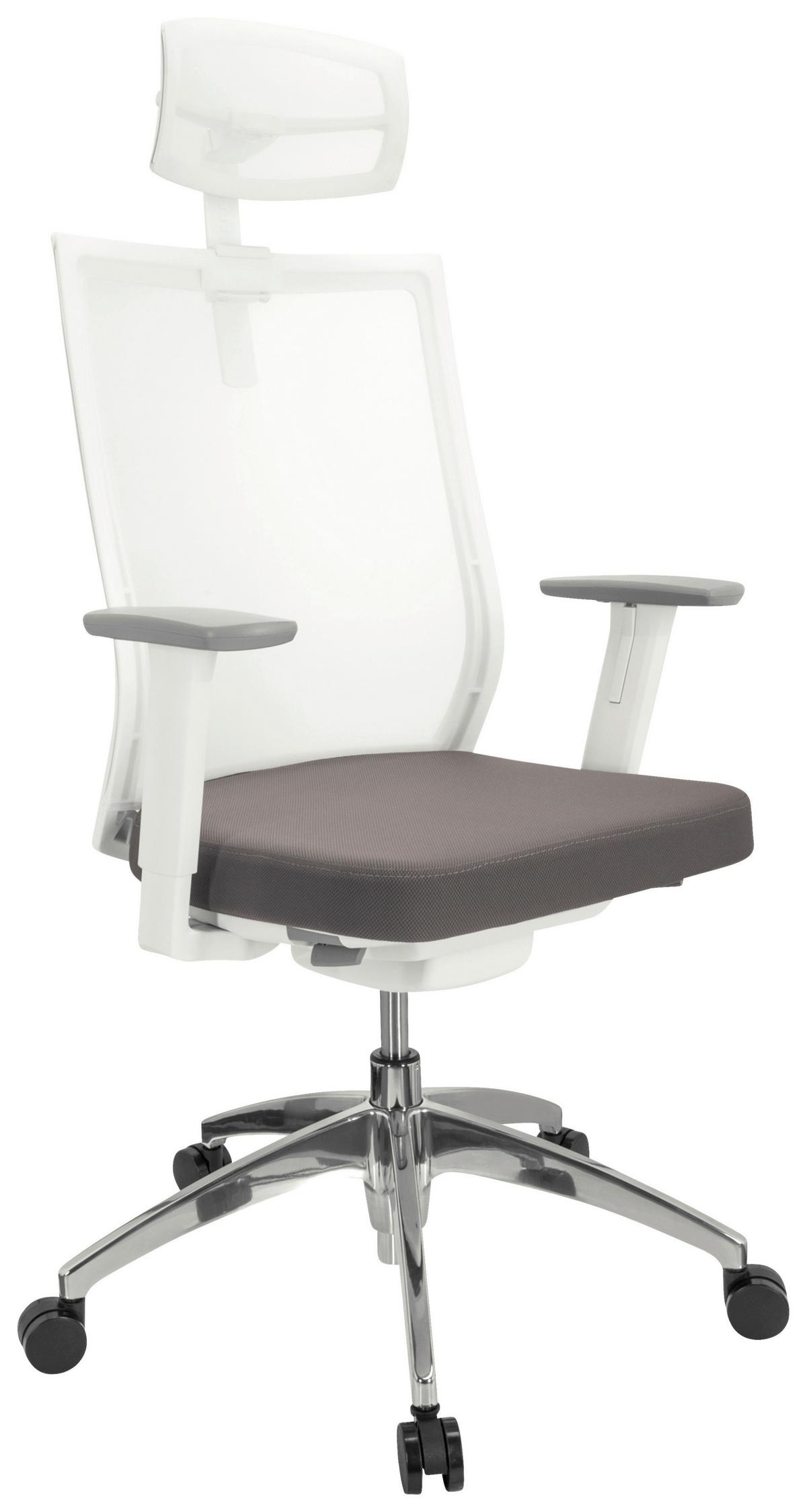 Pisarniški Stol Aspen White Pro, Bela, Siva - srebrne barve/siva, Basics, kovina/umetna masa (63/112-122/55cm) - MID.YOU