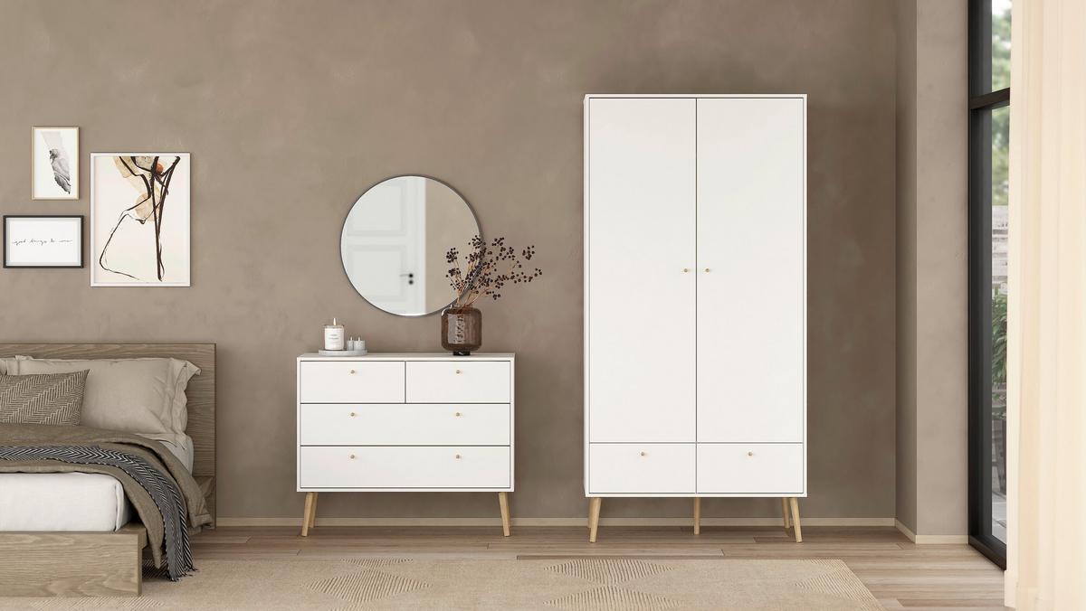 KOMODA BODO - kolor dębowy/biały, Design, materiał drewnopochodny/drewno (98,7/81,7/39,1cm) - Livetastic