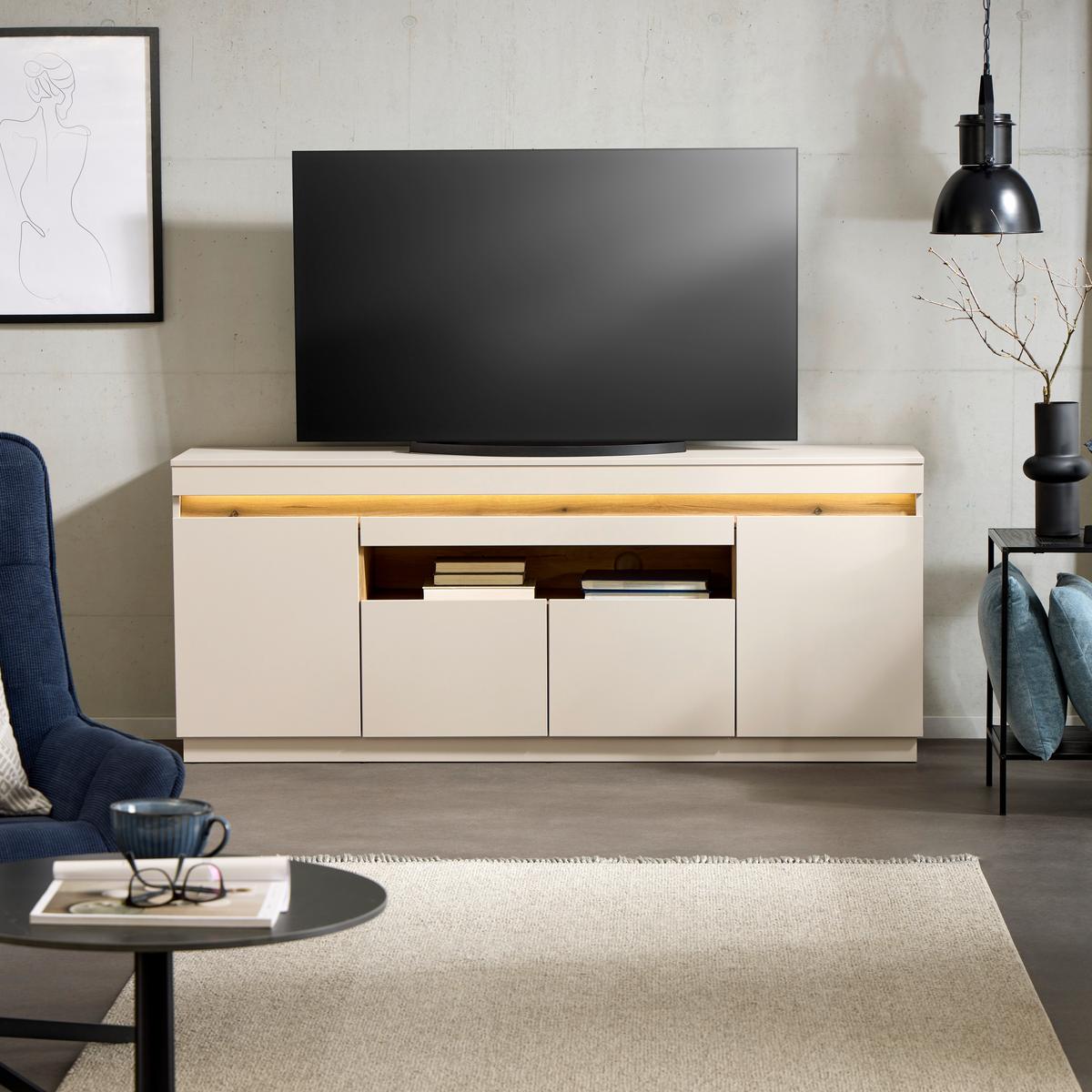 Tv Komoda Samu - kašmir/boje hrasta, Trend, drvni materijal/plastika (180/74/40cm) - Modern Living
