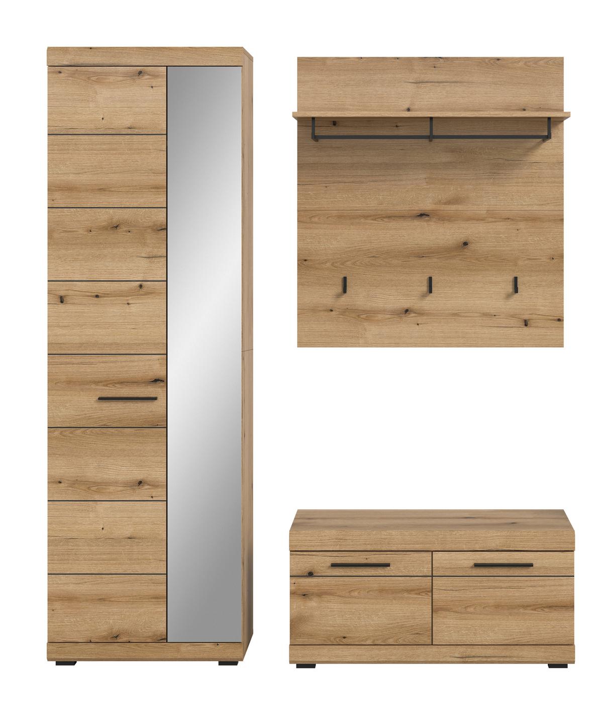 Predsoba Scout, Barva Hrasta, 3-Delna - temni hrast, Design, leseni material (167/197/40cm) - Livetastic