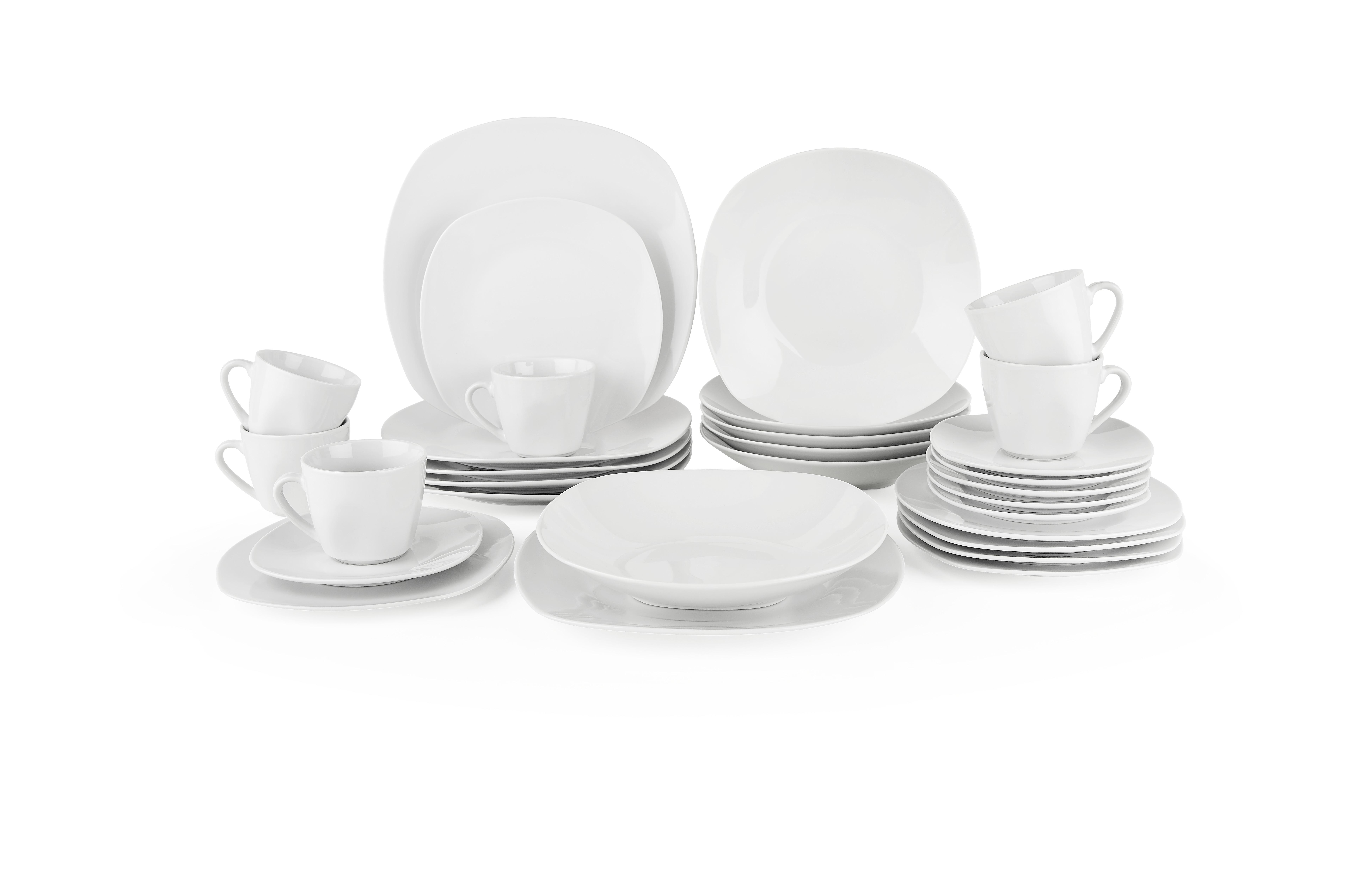 Kombiservice Sally aus Porzellan, 30-teilig - Weiss, Konventionell, Keramik - Modern Living