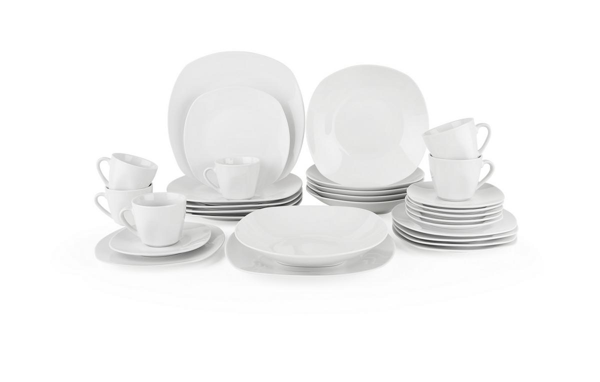 Serviciu de masă 30/1 Sally - alb, Konventionell, ceramică - Mömax