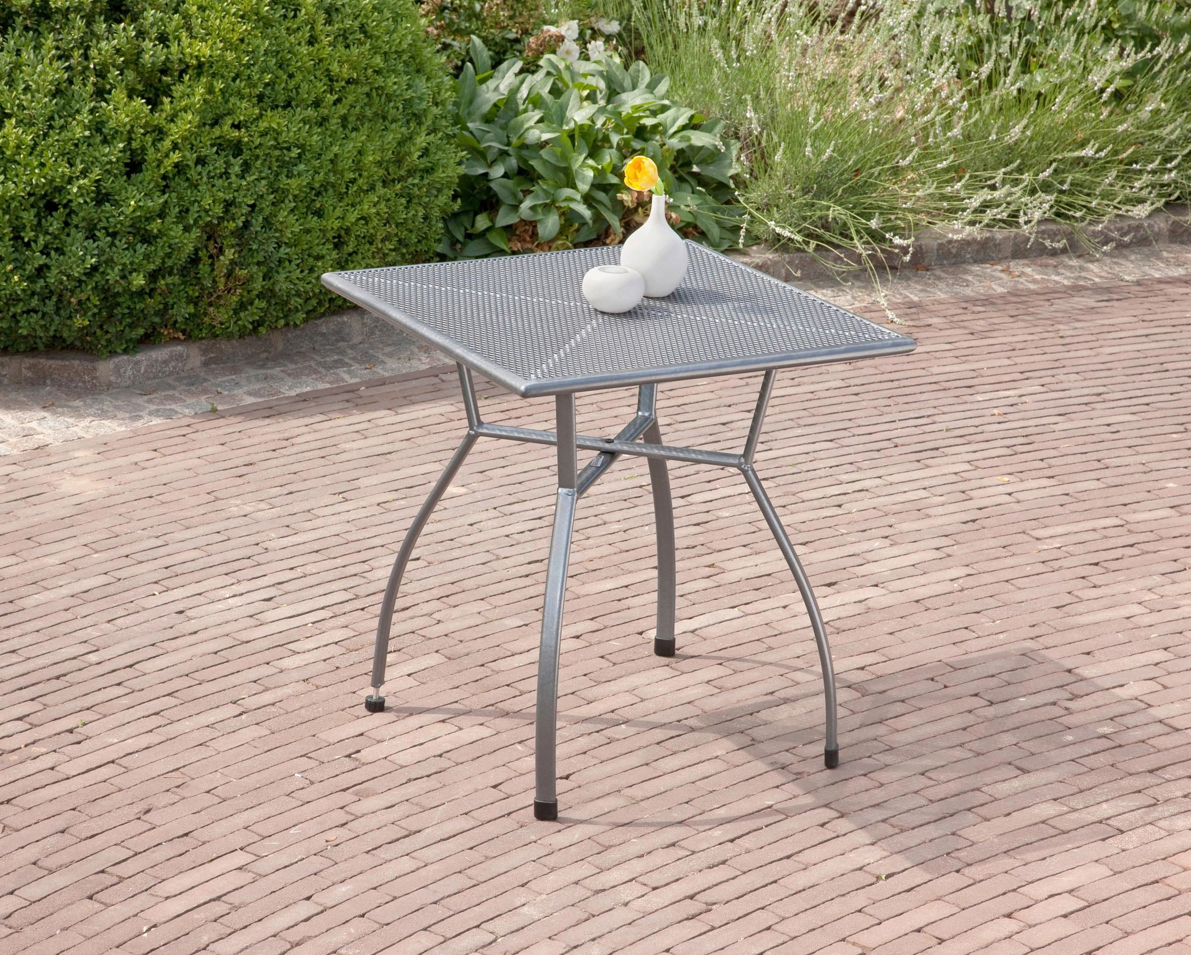 Gartentisch Toulouse Grau wetterbeständig ca. 70x70x74cm - Grau, Basics, Metall (70/70/74cm) - Gardenson