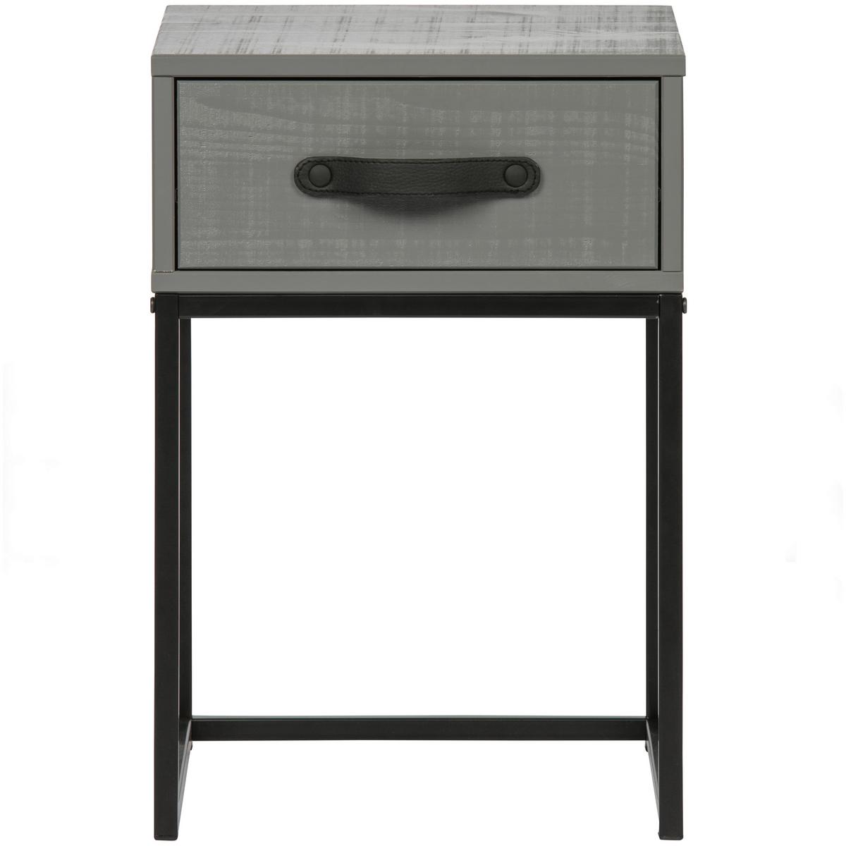 Nachttisch Morris Grau/Schwarz - Schwarz/Grau, Design, Leder/Holz (35/35/52cm) - Livetastic