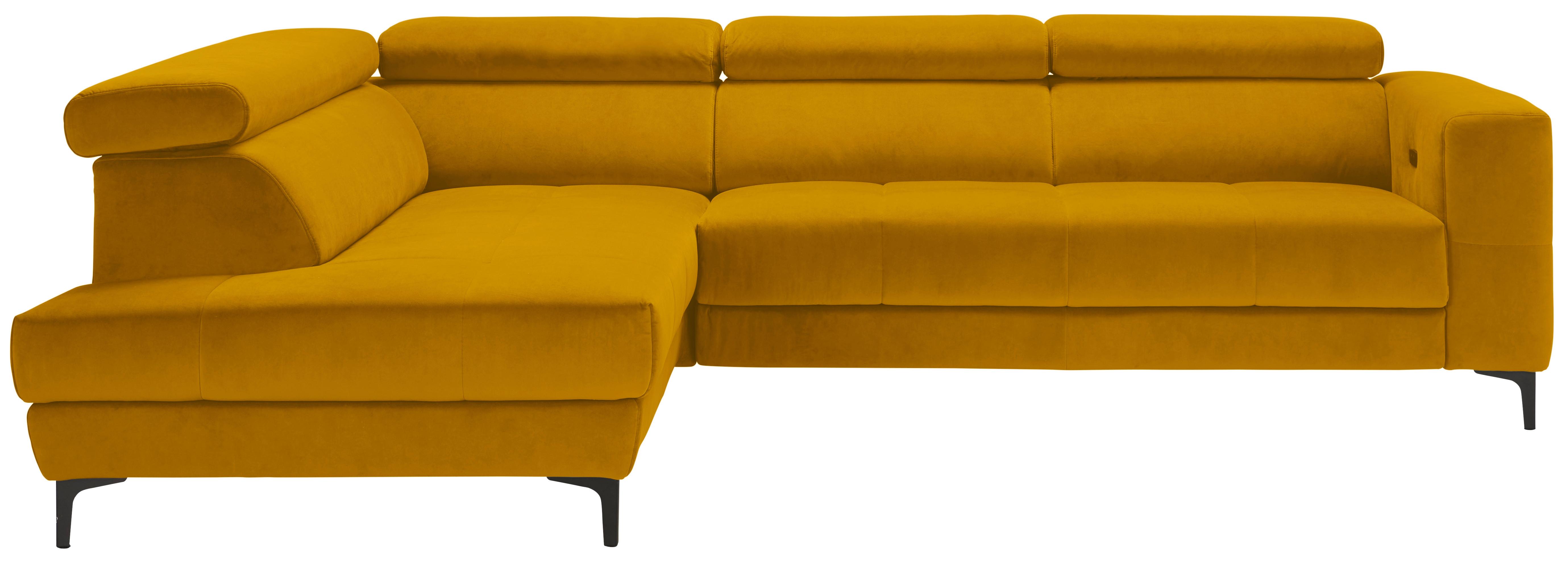 Ecksofa Emma links Gelb - Gelb/Schwarz, MODERN, Textil (210/301cm) - Premium Living