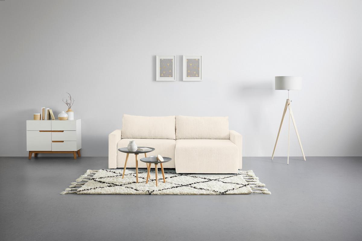 Ecksofa Dios Beige - Beige/Schwarz, MODERN, Holz/Kunststoff (228/91/146cm) - Based