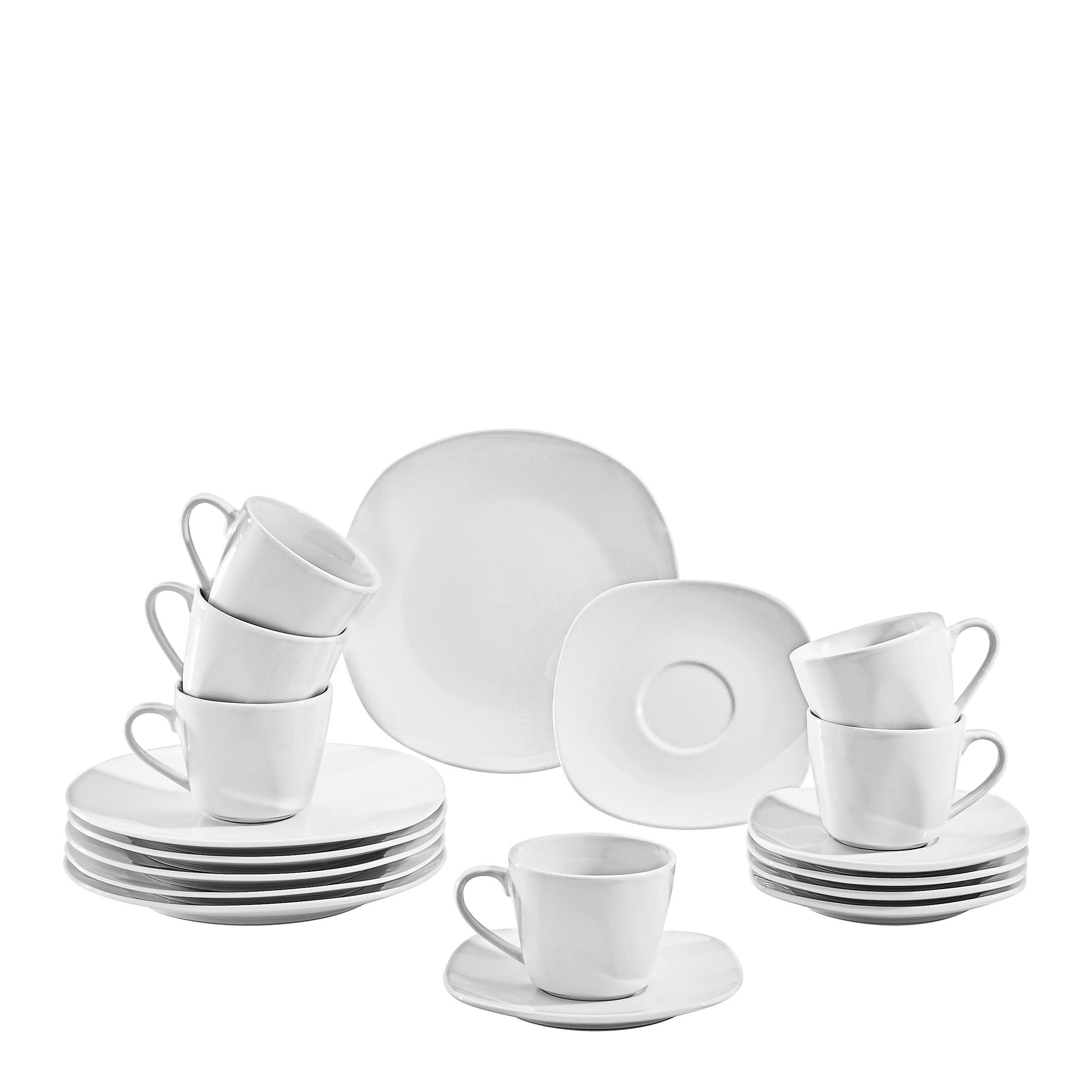 SERWIS KAWOWY COFFEE SET/SQUARE SHAPE - biały, Konventionell, ceramika - Boxxx
