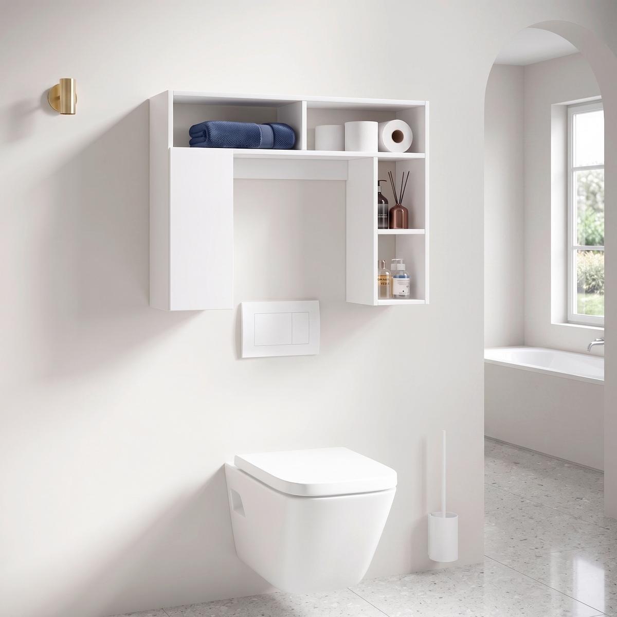 Kopalniški Regal Tinoli S, Bela - bela, Moderno, leseni material (76/61/20cm) - MID.YOU
