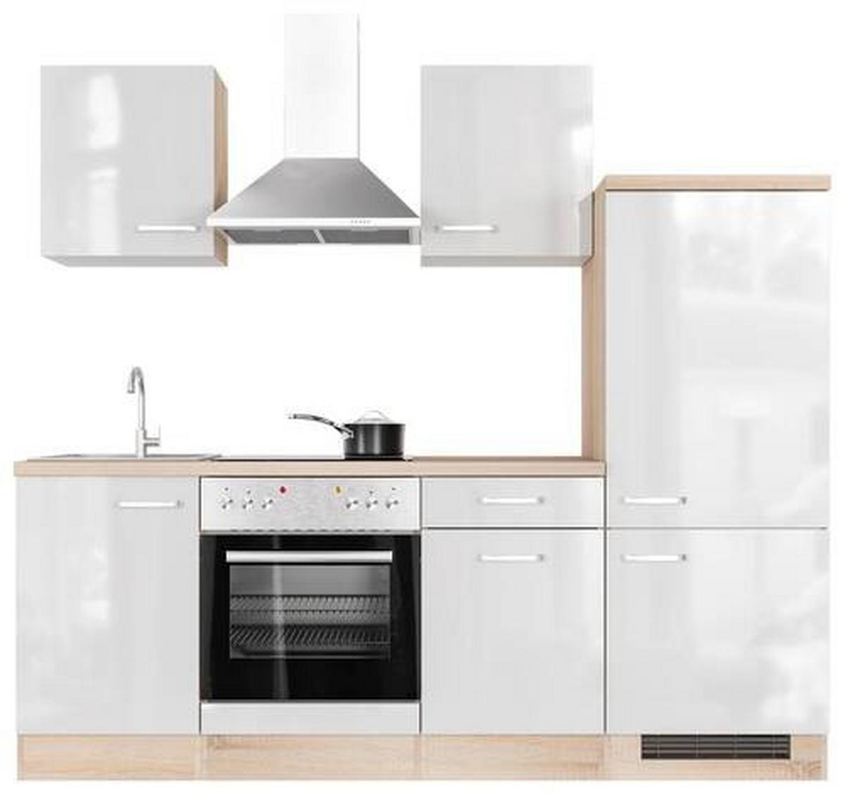 Kuhinjski Blok Valero, Bela - barve nerjavečega jekla/bela, Moderno, kovina/leseni material (220cm) - FlexWell